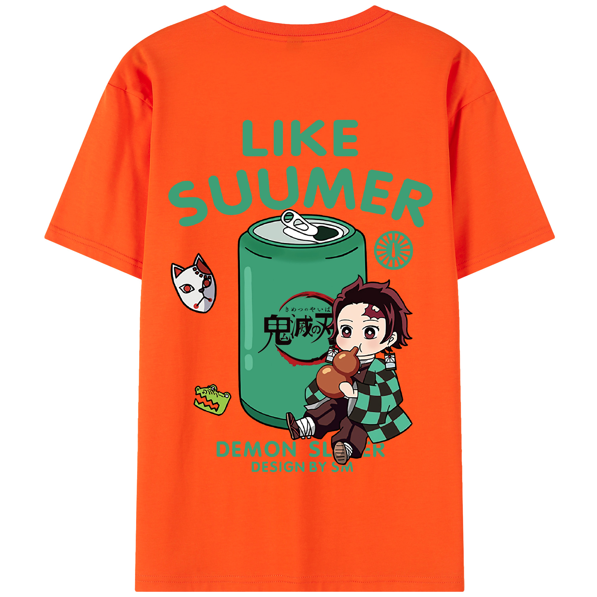（画像用） 鬼滅の刃 竈門 炭治郎／かまど たんじろう Kamado Tanjirou 綿100％半袖Tシャツ（背面プリント）