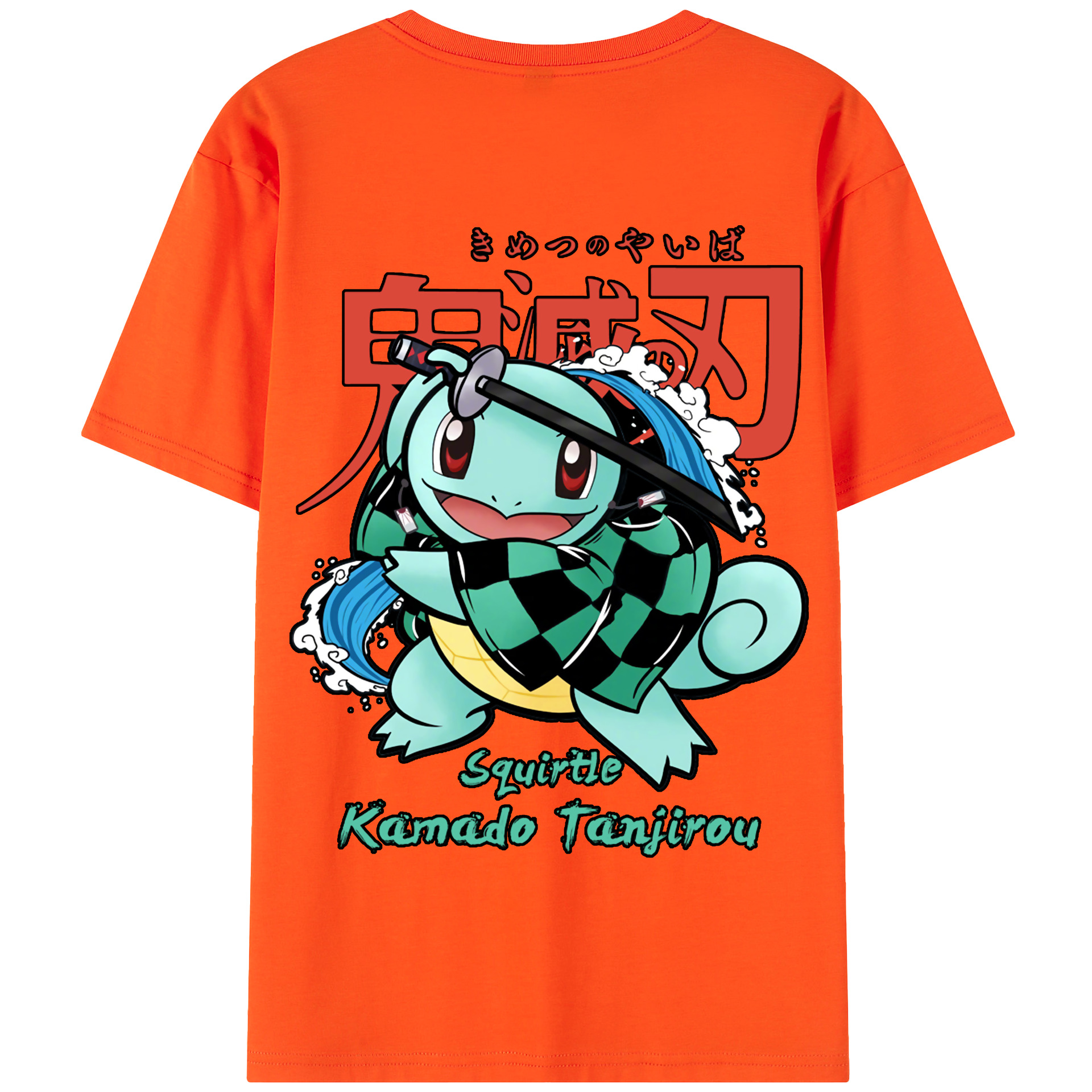 （画像用） 鬼滅の刃 竈門 炭治郎／かまど たんじろう Kamado Tanjirou 綿100％半袖Tシャツ（背面プリント）