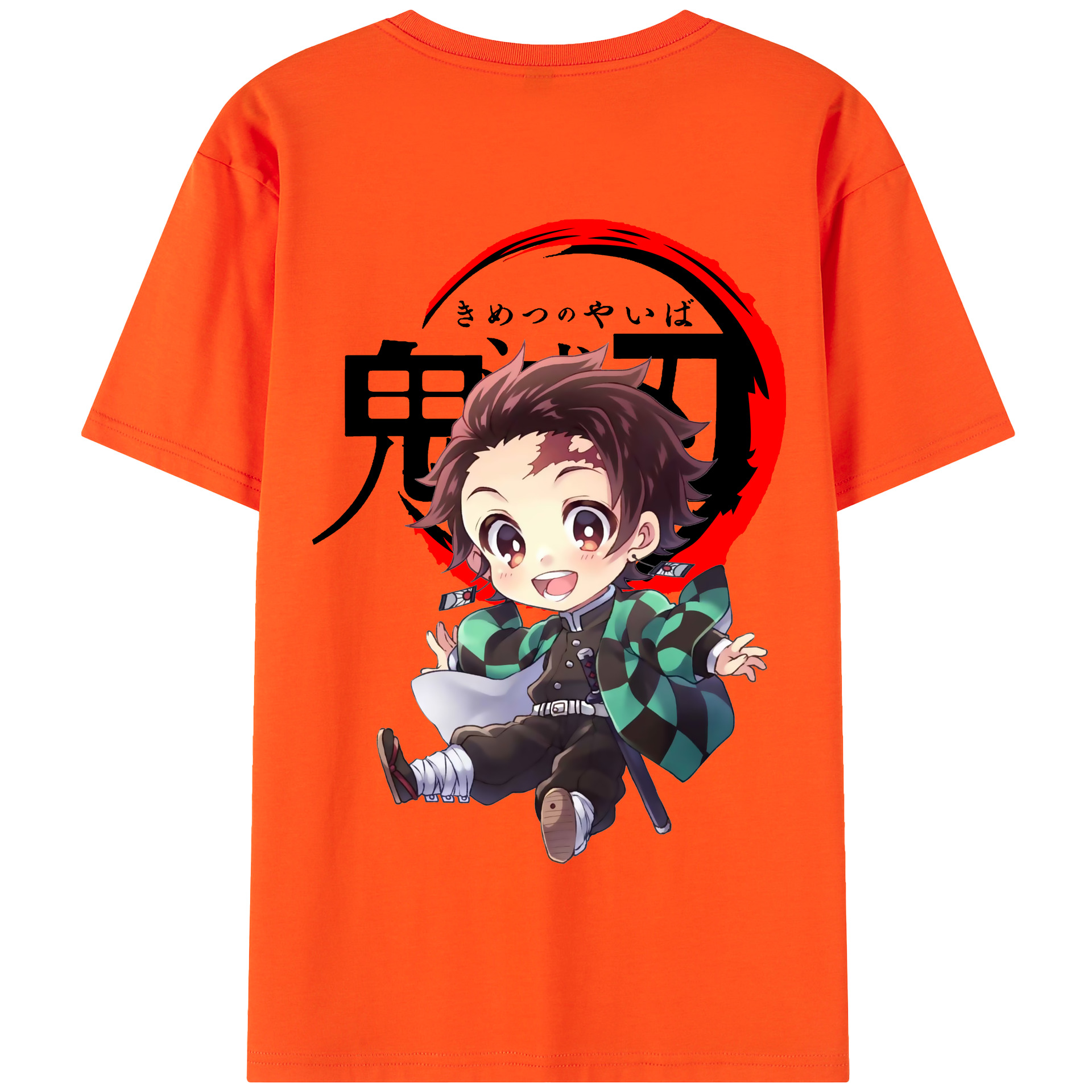 （画像用） 鬼滅の刃 竈門 炭治郎／かまど たんじろう Kamado Tanjirou 綿100％半袖Tシャツ（背面プリント）
