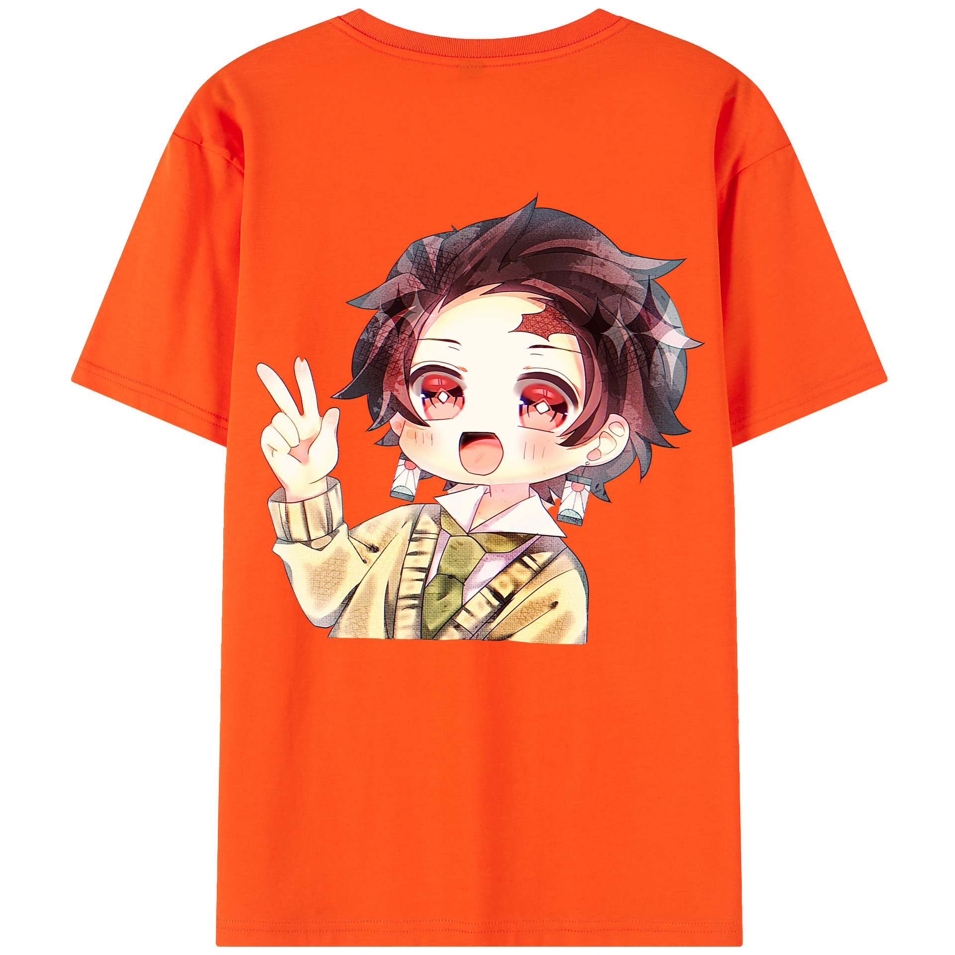 （画像用） 鬼滅の刃 竈門 炭治郎／かまど たんじろう Kamado Tanjirou 綿100％半袖Tシャツ（背面プリント）