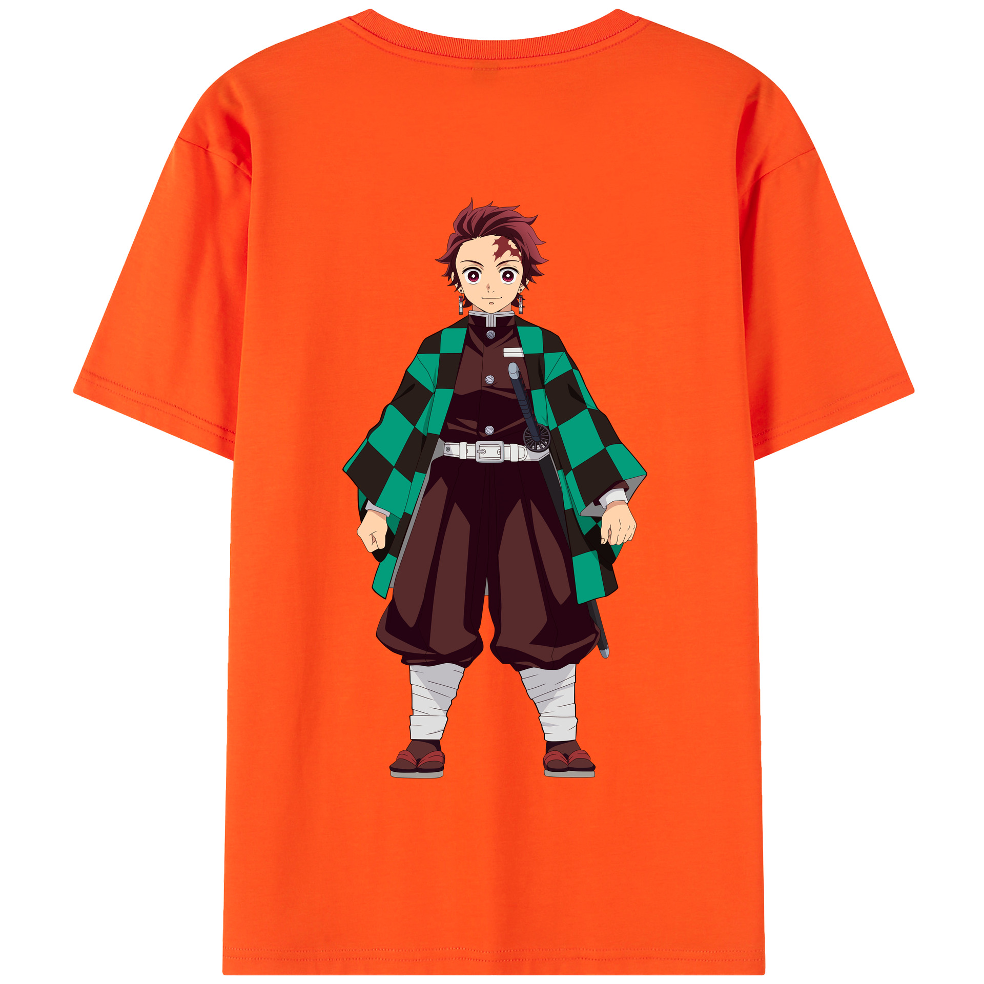 （画像用） 鬼滅の刃 竈門 炭治郎／かまど たんじろう Kamado Tanjirou 綿100％半袖Tシャツ（背面プリント）