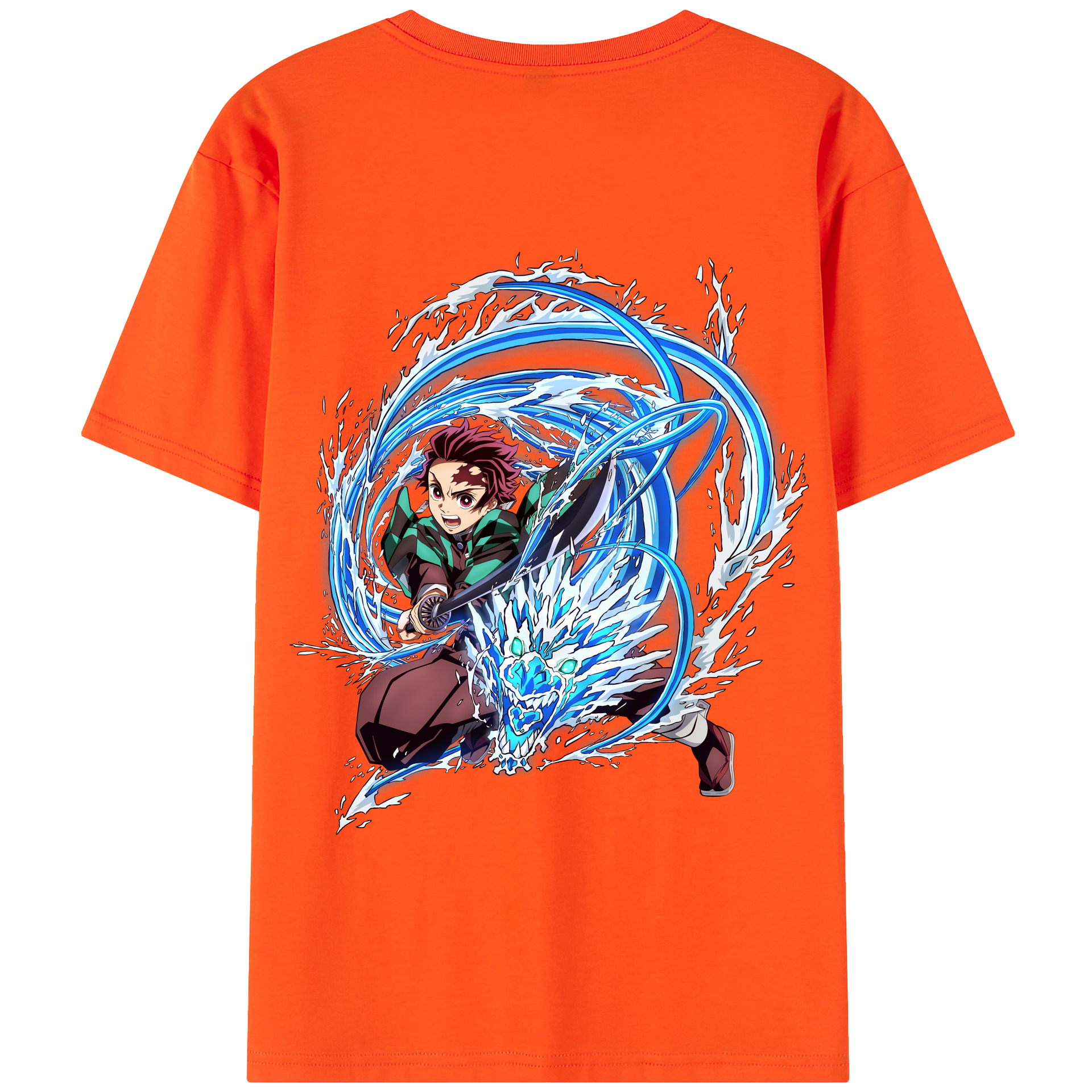（画像用） 鬼滅の刃 竈門 炭治郎／かまど たんじろう Kamado Tanjirou 綿100％半袖Tシャツ（背面プリント）