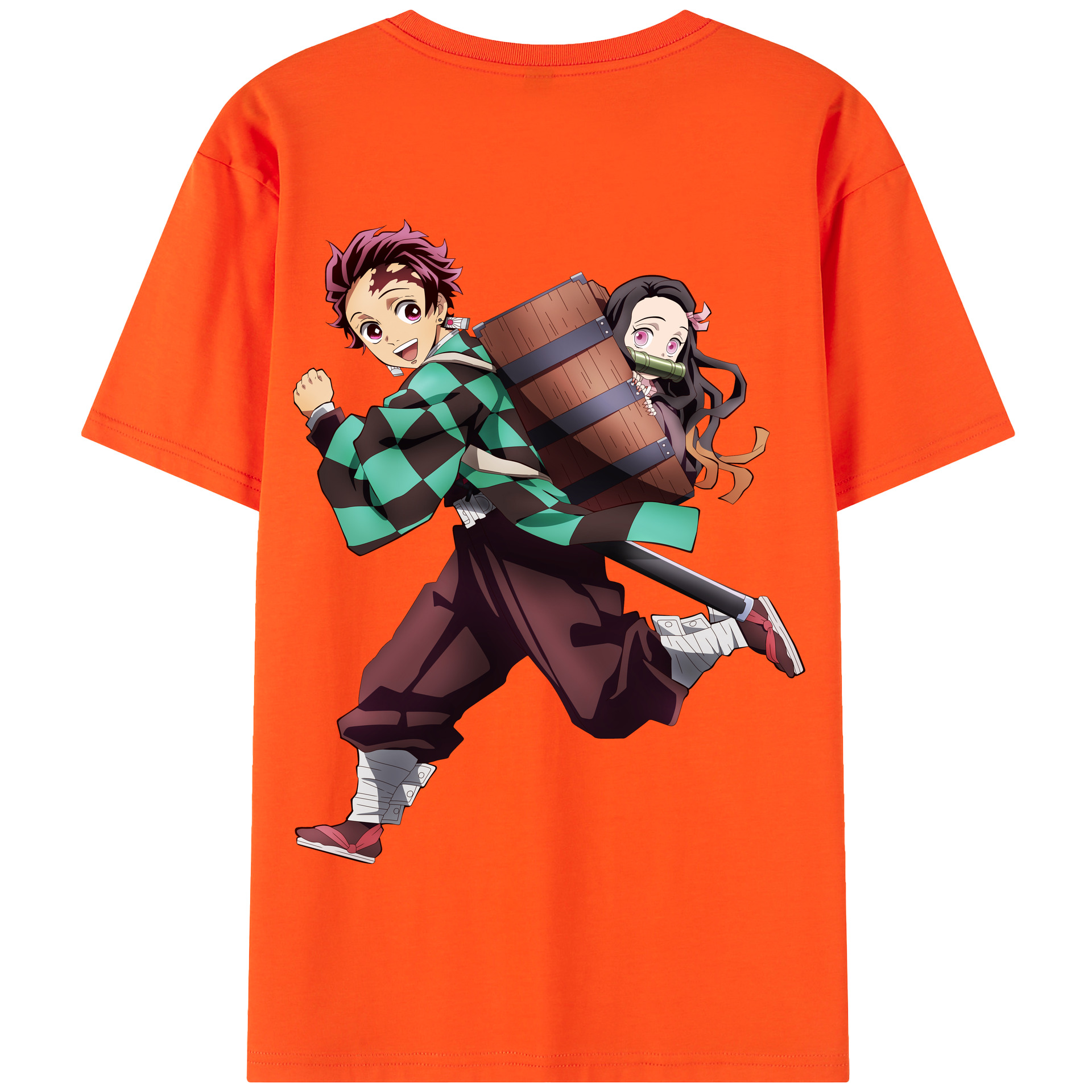 （画像用） 鬼滅の刃 竈門 炭治郎／かまど たんじろう Kamado Tanjirou 綿100％半袖Tシャツ（背面プリント）
