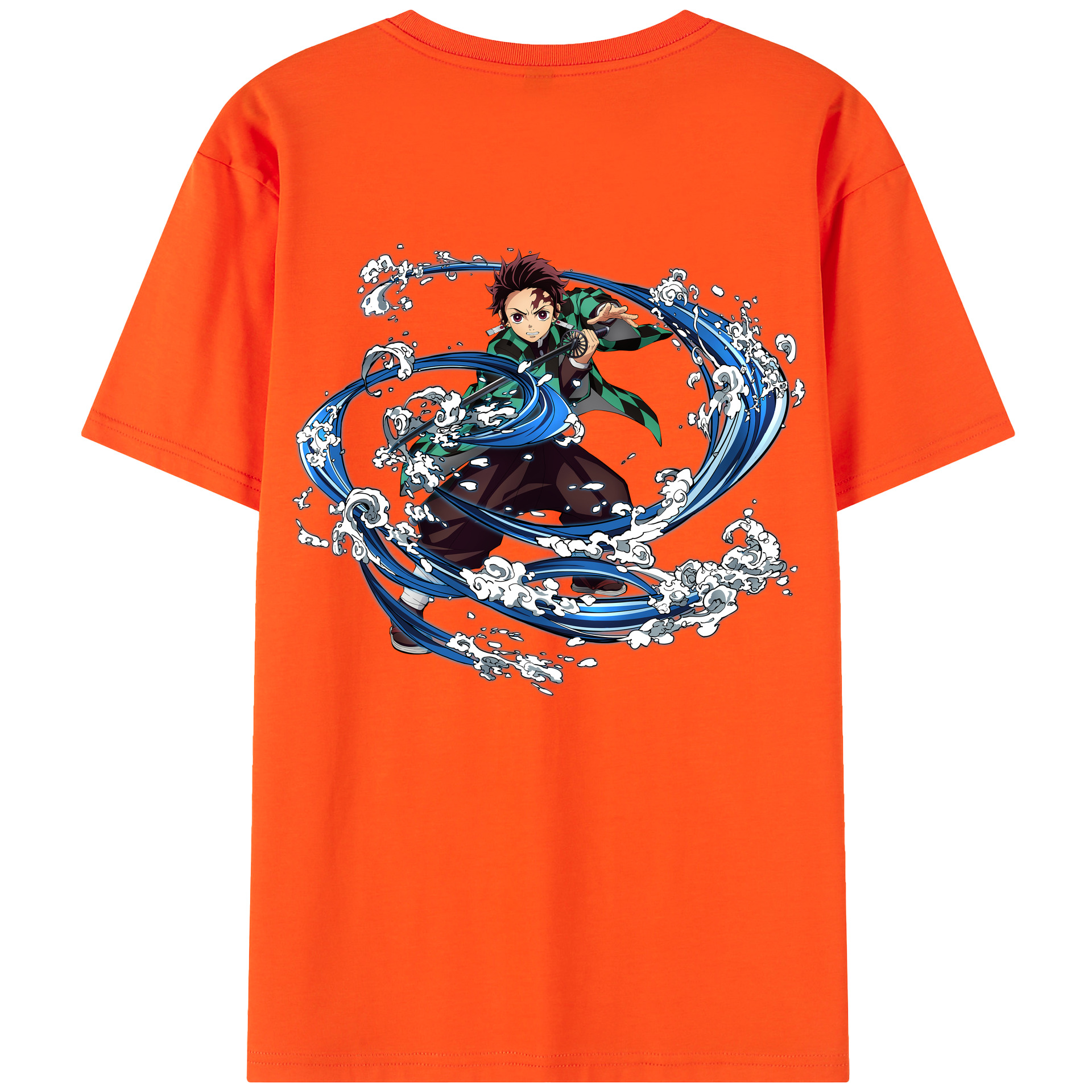 （画像用） 鬼滅の刃 竈門 炭治郎／かまど たんじろう Kamado Tanjirou 綿100％半袖Tシャツ（背面プリント）