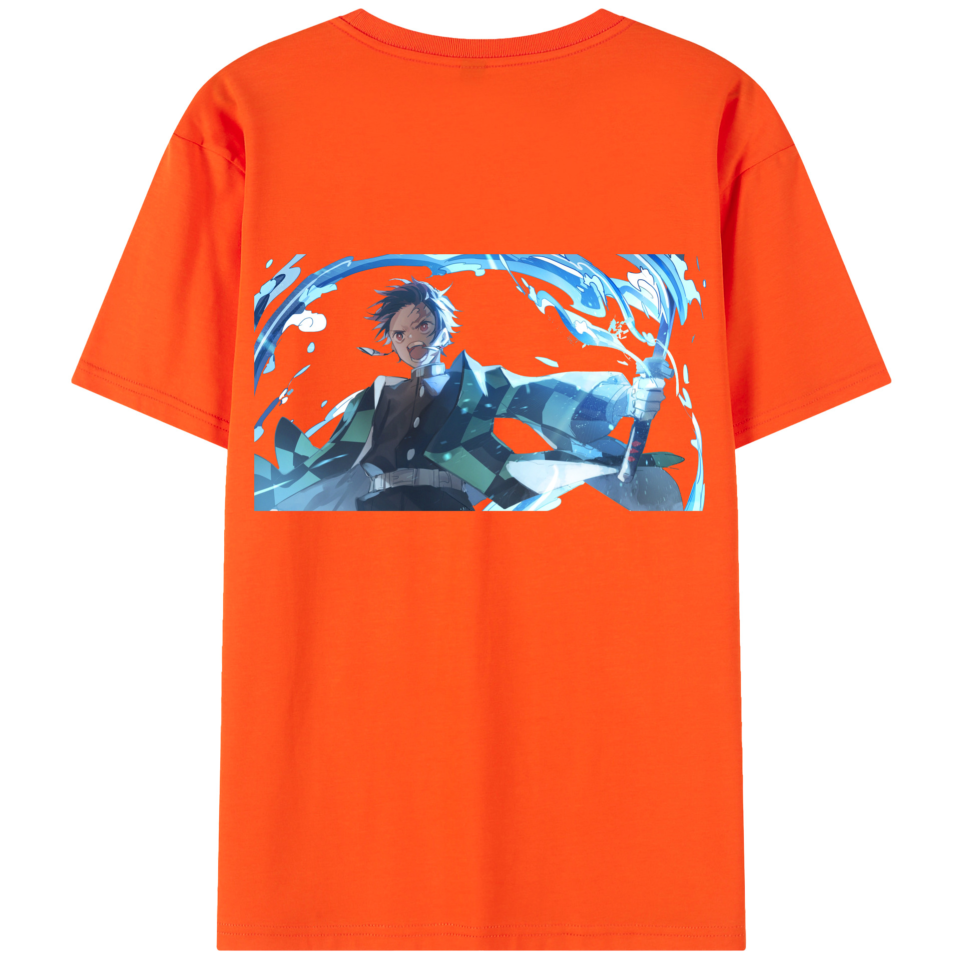 （画像用） 鬼滅の刃 竈門 炭治郎／かまど たんじろう Kamado Tanjirou 綿100％半袖Tシャツ（背面プリント）