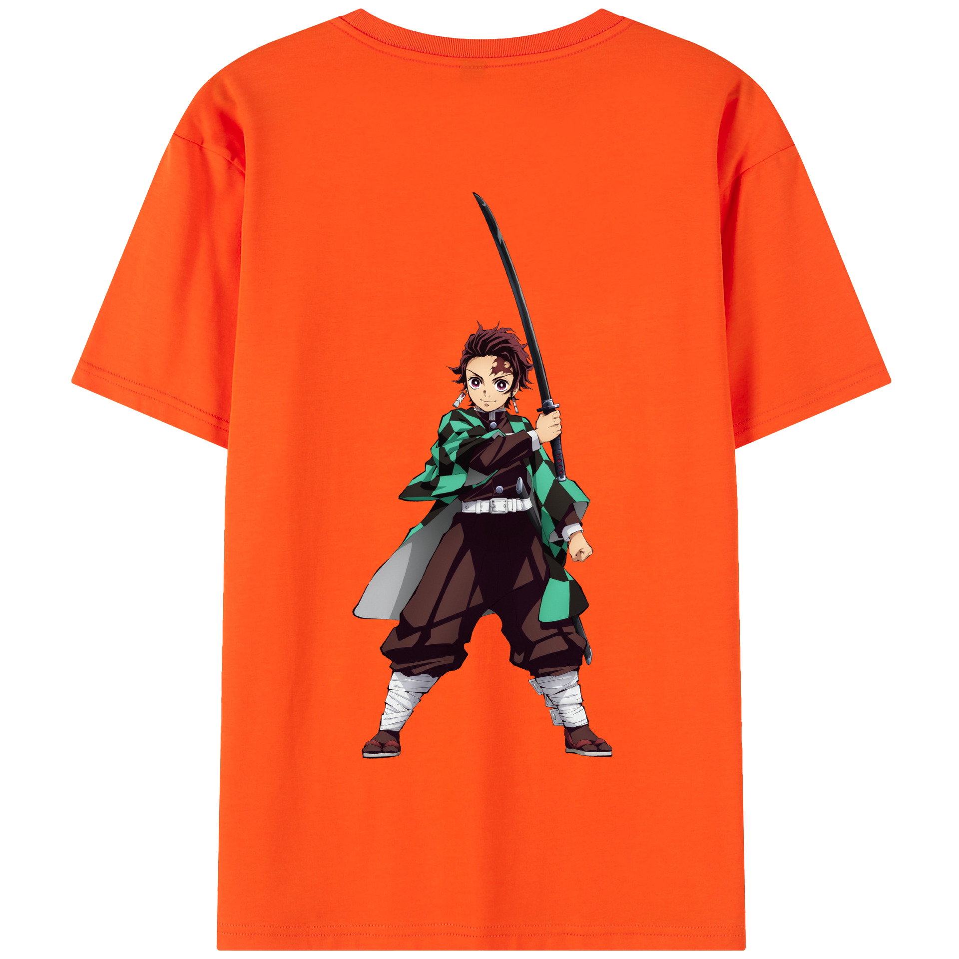 （画像用） 鬼滅の刃 竈門 炭治郎／かまど たんじろう Kamado Tanjirou 綿100％半袖Tシャツ（背面プリント）