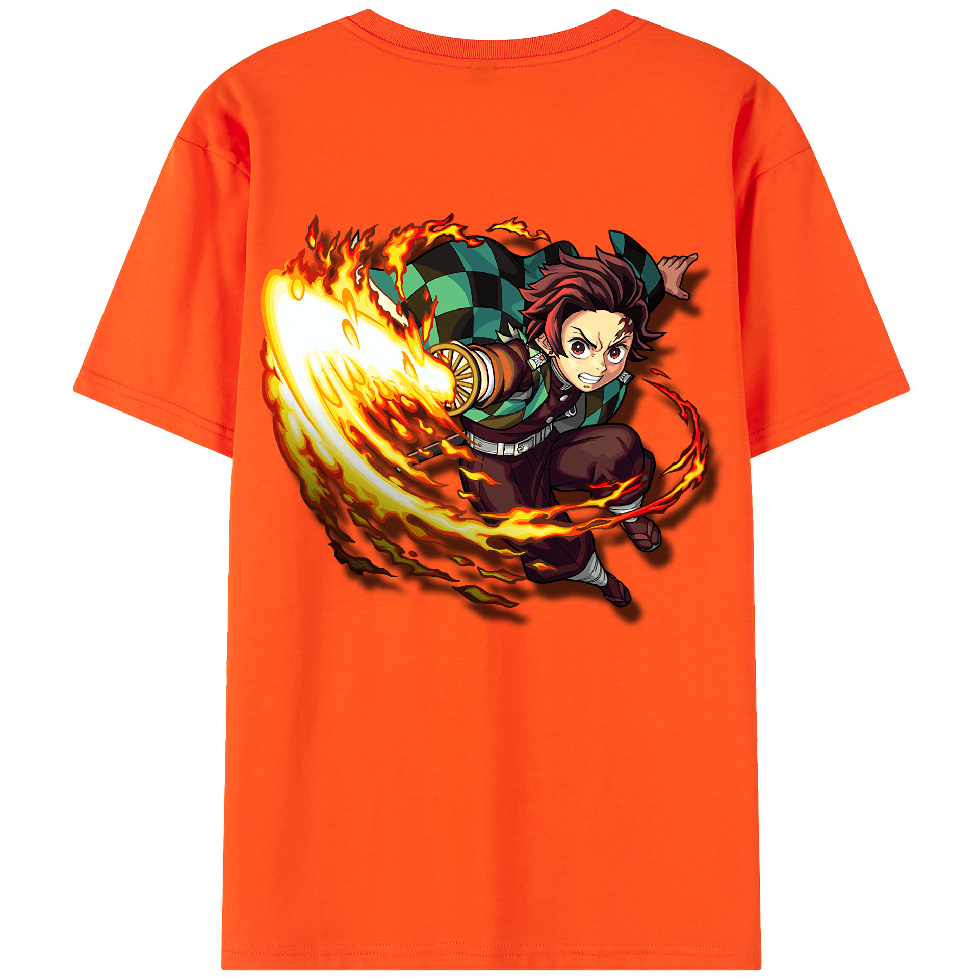 （画像用） 鬼滅の刃 竈門 炭治郎／かまど たんじろう Kamado Tanjirou 綿100％半袖Tシャツ（背面プリント）