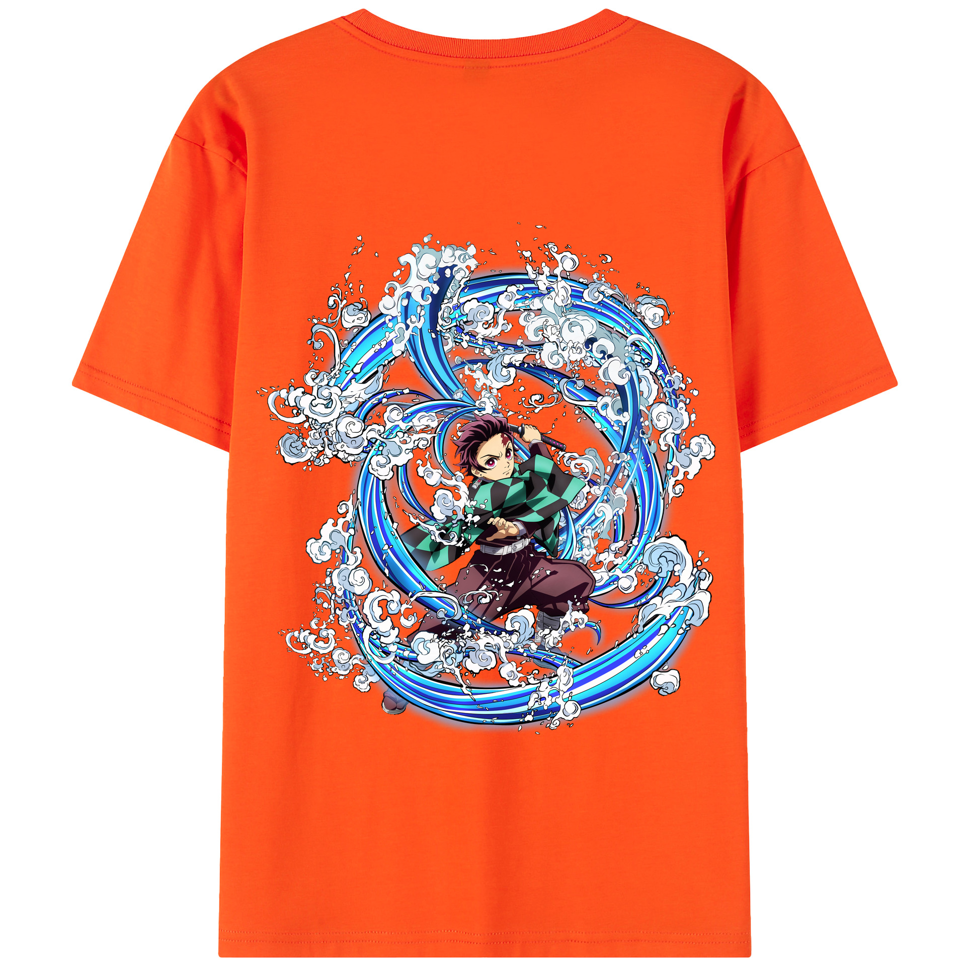 （画像用） 鬼滅の刃 竈門 炭治郎／かまど たんじろう Kamado Tanjirou 綿100％半袖Tシャツ（背面プリント）