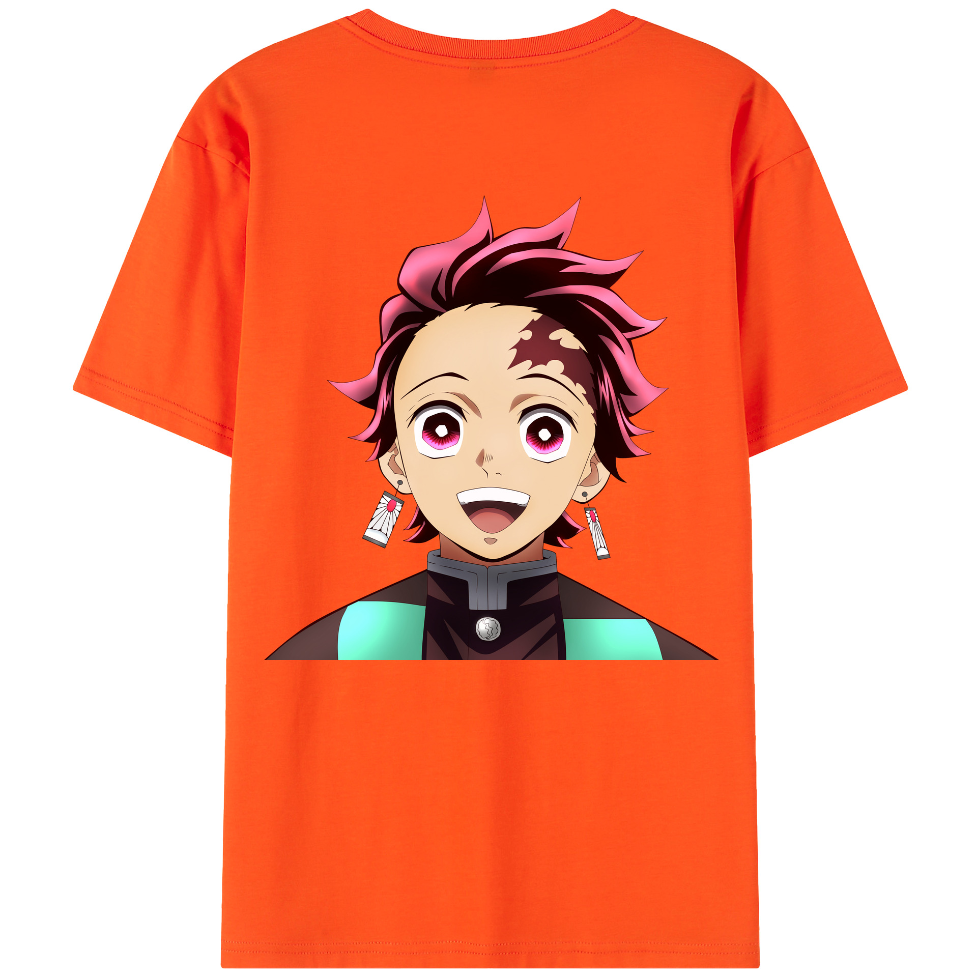 （画像用） 鬼滅の刃 竈門 炭治郎／かまど たんじろう Kamado Tanjirou 綿100％半袖Tシャツ（背面プリント）