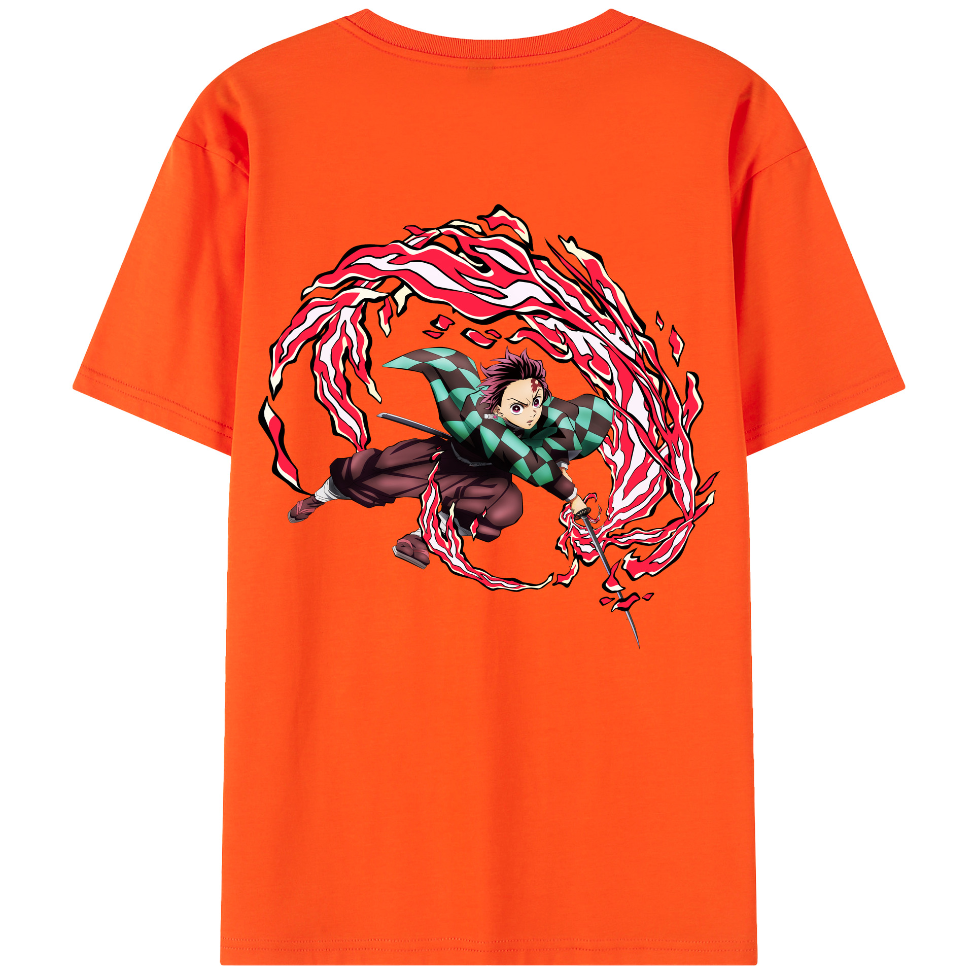 （画像用） 鬼滅の刃 竈門 炭治郎／かまど たんじろう Kamado Tanjirou 綿100％半袖Tシャツ（背面プリント）