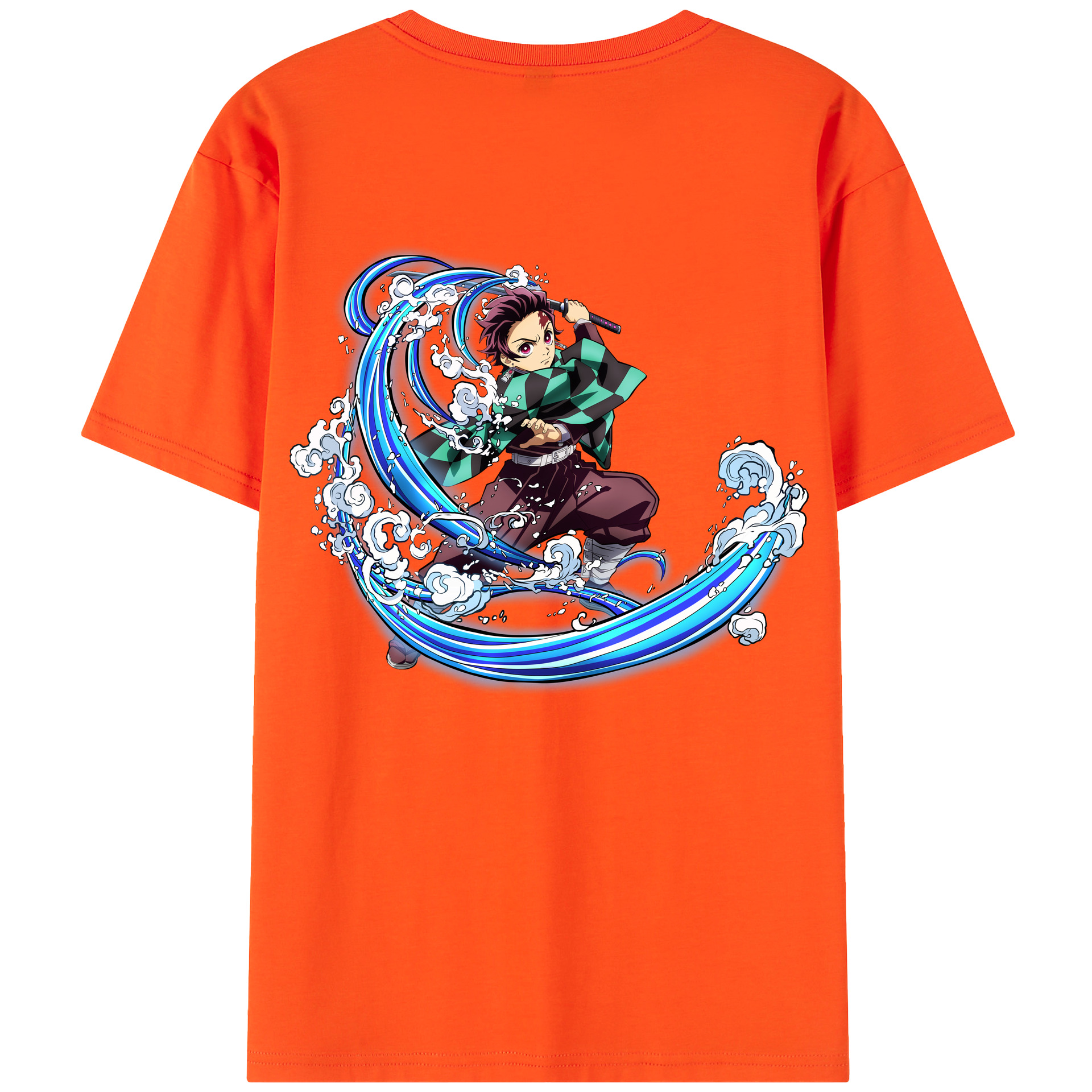 （画像用） 鬼滅の刃 竈門 炭治郎／かまど たんじろう Kamado Tanjirou 綿100％半袖Tシャツ（背面プリント）