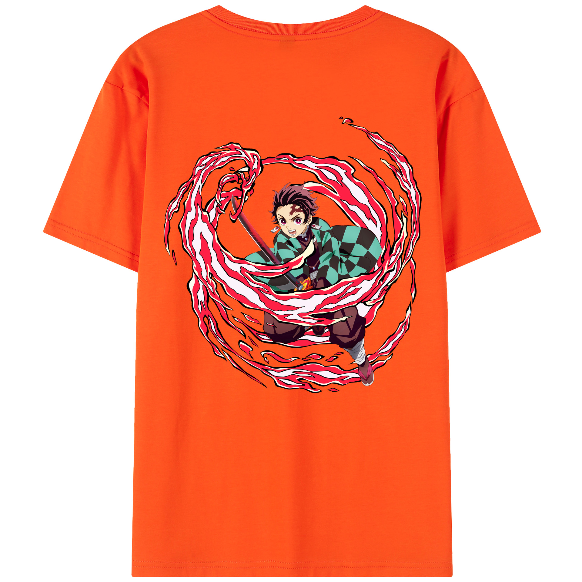 （画像用） 鬼滅の刃 竈門 炭治郎／かまど たんじろう Kamado Tanjirou 綿100％半袖Tシャツ（背面プリント）