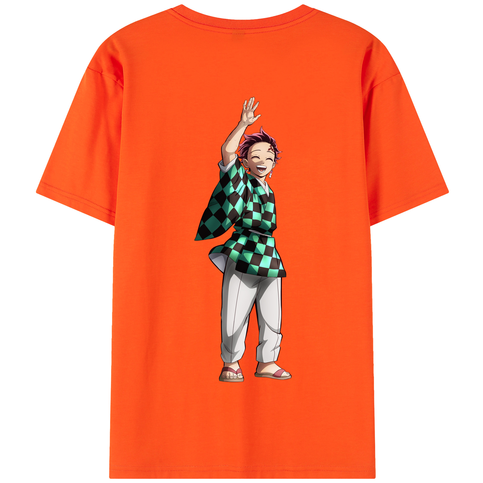 （画像用） 鬼滅の刃 竈門 炭治郎／かまど たんじろう Kamado Tanjirou 綿100％半袖Tシャツ（背面プリント）
