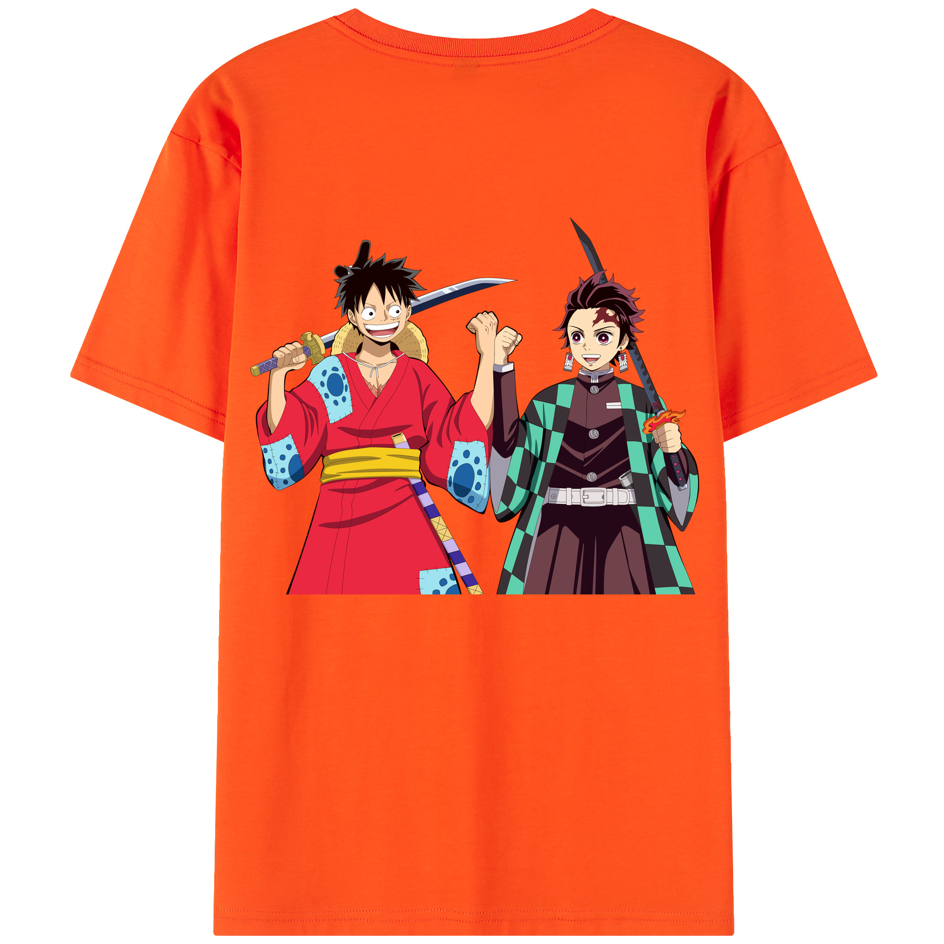 （画像用） 鬼滅の刃 竈門 炭治郎／かまど たんじろう Kamado Tanjirou 綿100％半袖Tシャツ（背面プリント）