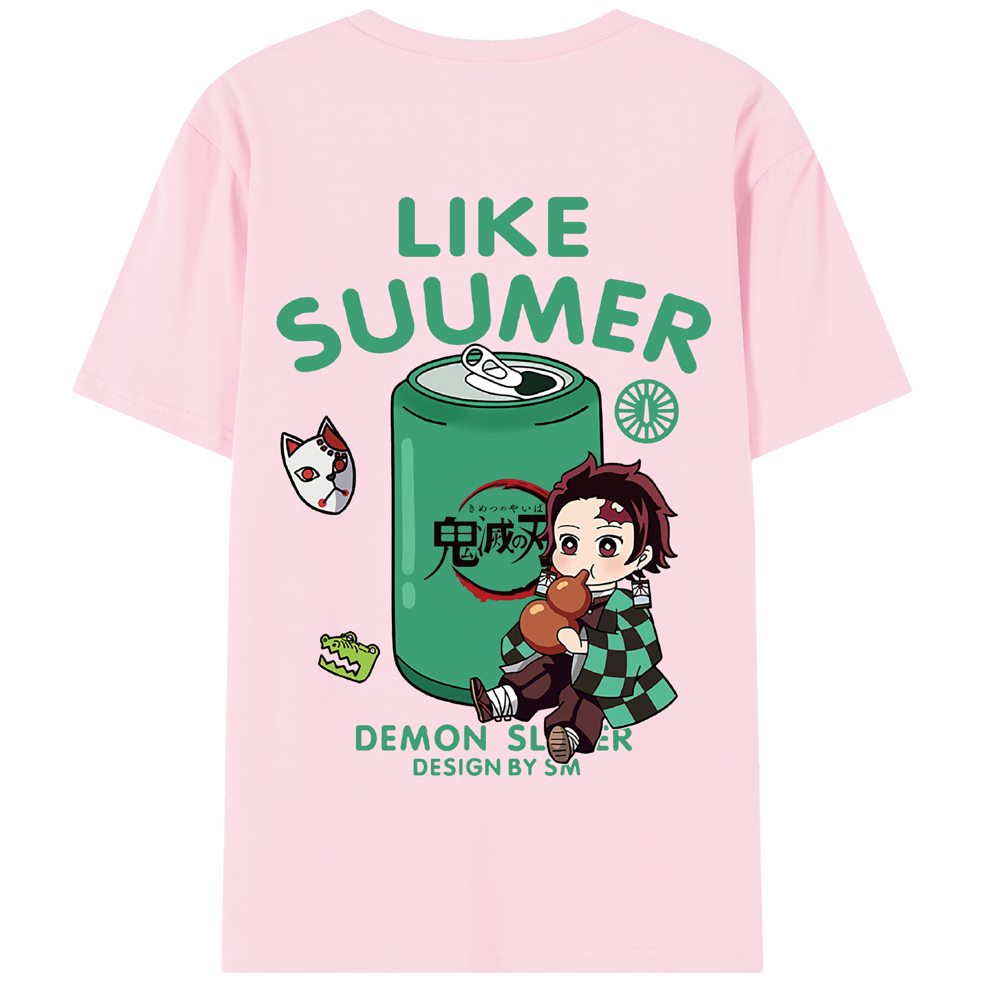 （画像用） 鬼滅の刃 竈門 炭治郎／かまど たんじろう Kamado Tanjirou 綿100％半袖Tシャツ（背面プリント）