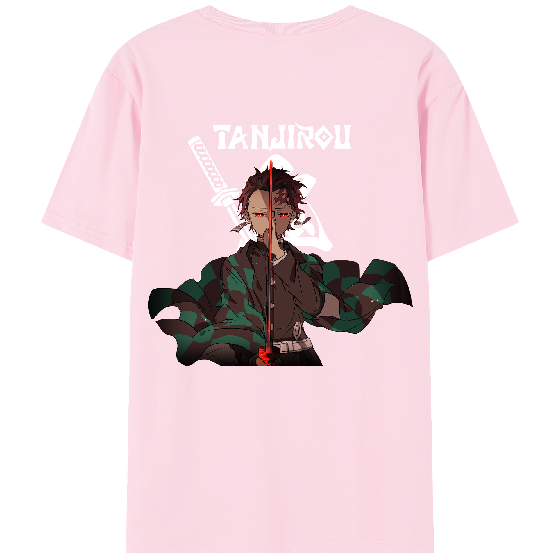 （画像用） 鬼滅の刃 竈門 炭治郎／かまど たんじろう Kamado Tanjirou 綿100％半袖Tシャツ（背面プリント）