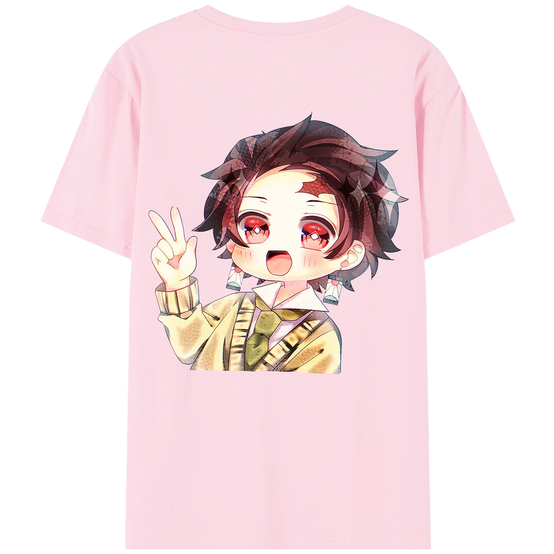 （画像用） 鬼滅の刃 竈門 炭治郎／かまど たんじろう Kamado Tanjirou 綿100％半袖Tシャツ（背面プリント）