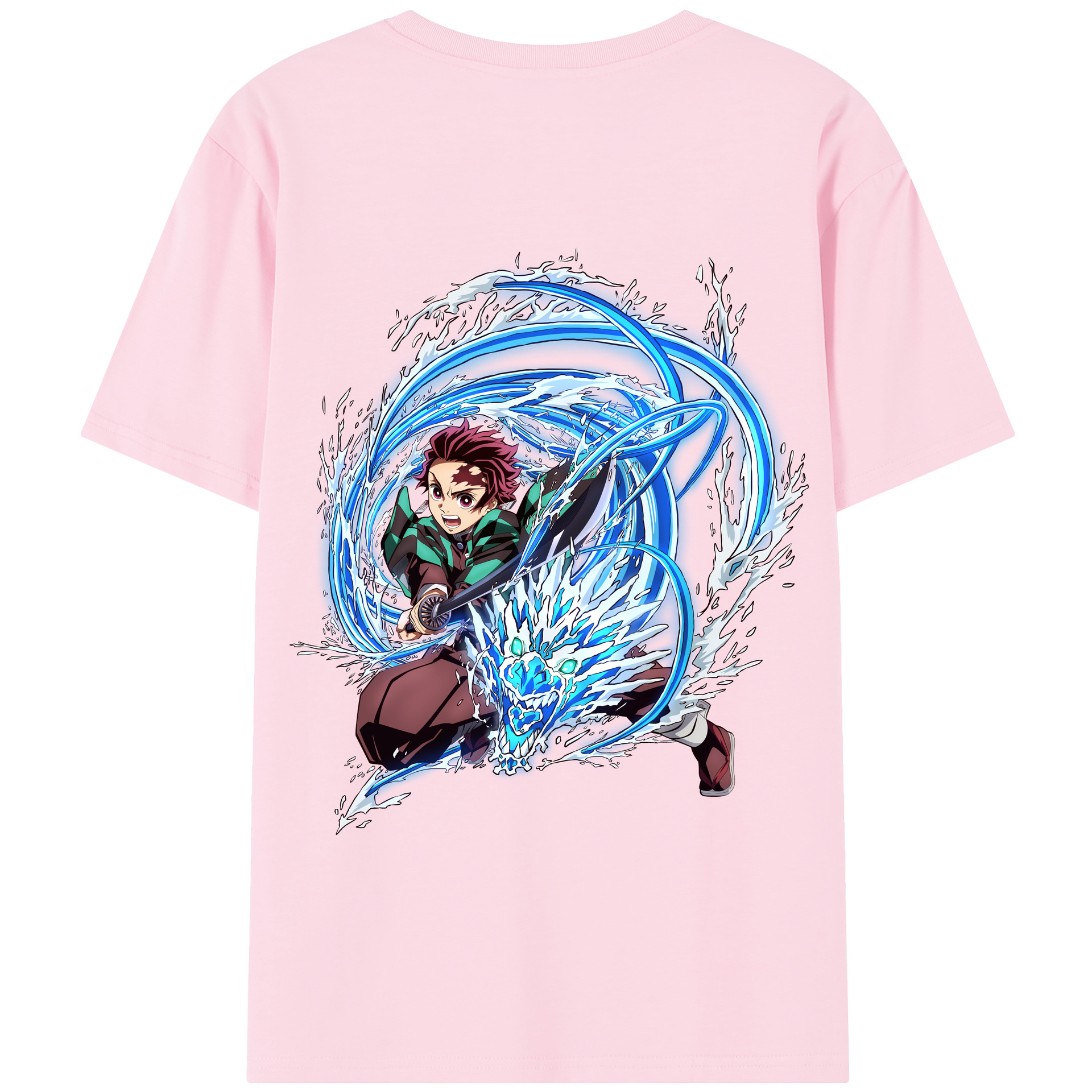 （画像用） 鬼滅の刃 竈門 炭治郎／かまど たんじろう Kamado Tanjirou 綿100％半袖Tシャツ（背面プリント）