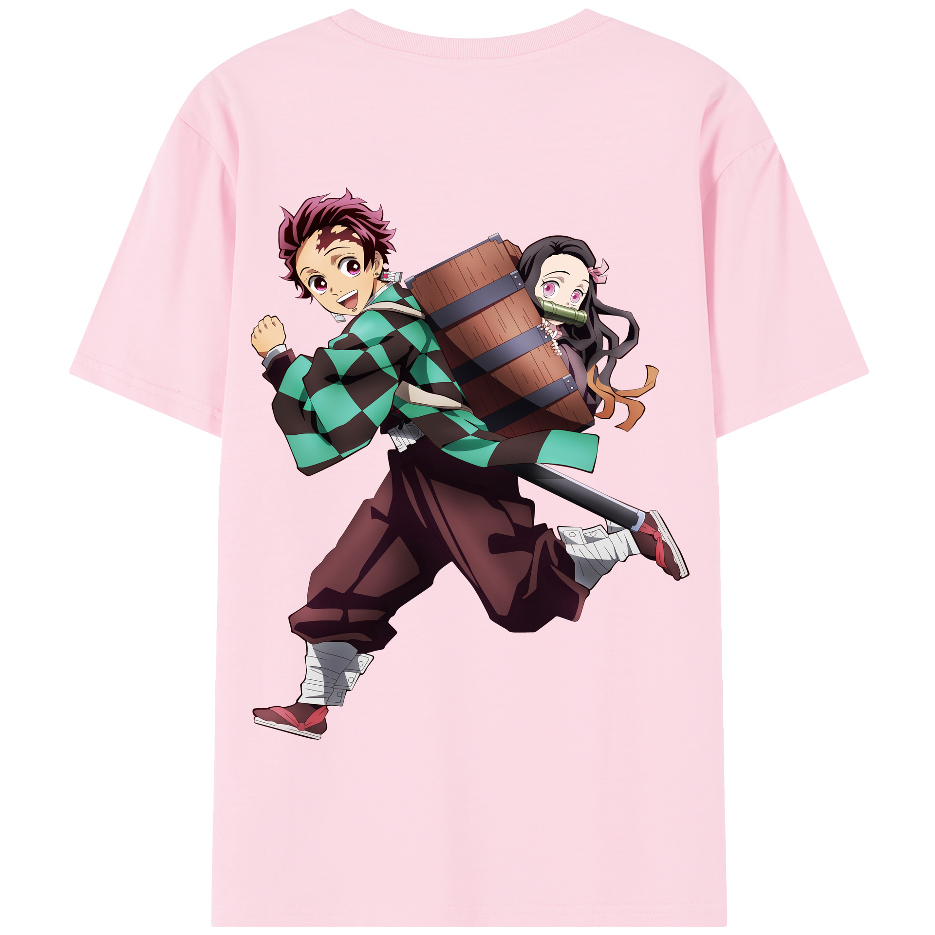 （画像用） 鬼滅の刃 竈門 炭治郎／かまど たんじろう Kamado Tanjirou 綿100％半袖Tシャツ（背面プリント）