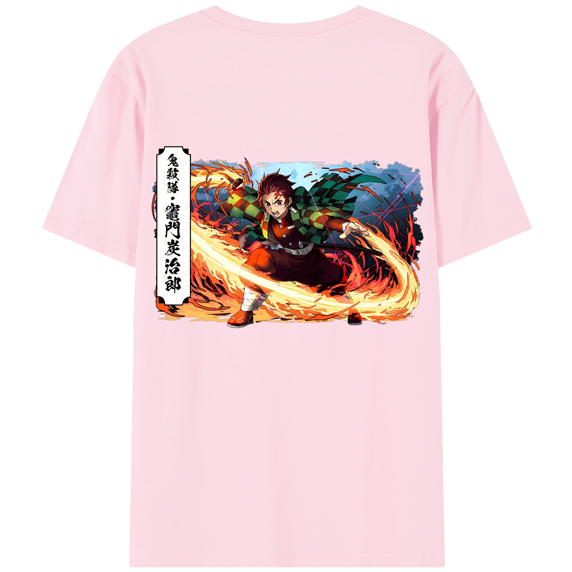 （画像用） 鬼滅の刃 竈門 炭治郎／かまど たんじろう Kamado Tanjirou 綿100％半袖Tシャツ（背面プリント）
