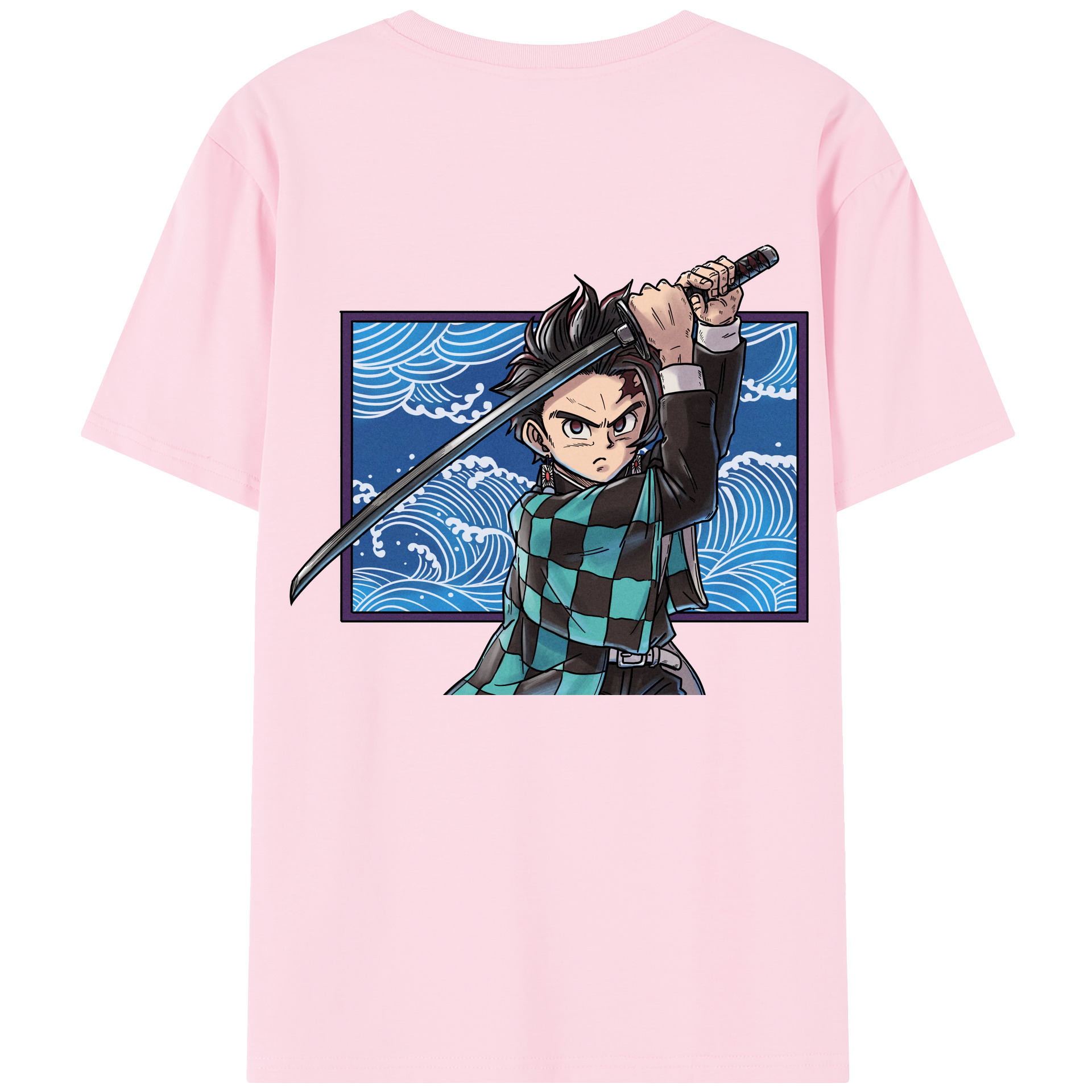 （画像用） 鬼滅の刃 竈門 炭治郎／かまど たんじろう Kamado Tanjirou 綿100％半袖Tシャツ（背面プリント）