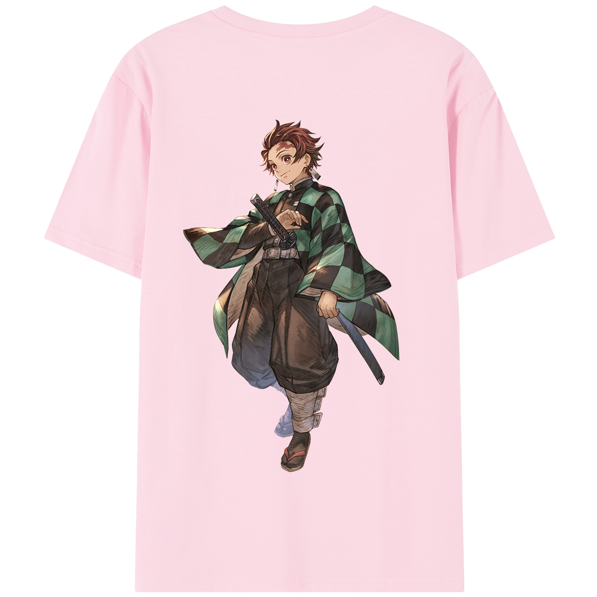 （画像用） 鬼滅の刃 竈門 炭治郎／かまど たんじろう Kamado Tanjirou 綿100％半袖Tシャツ（背面プリント）