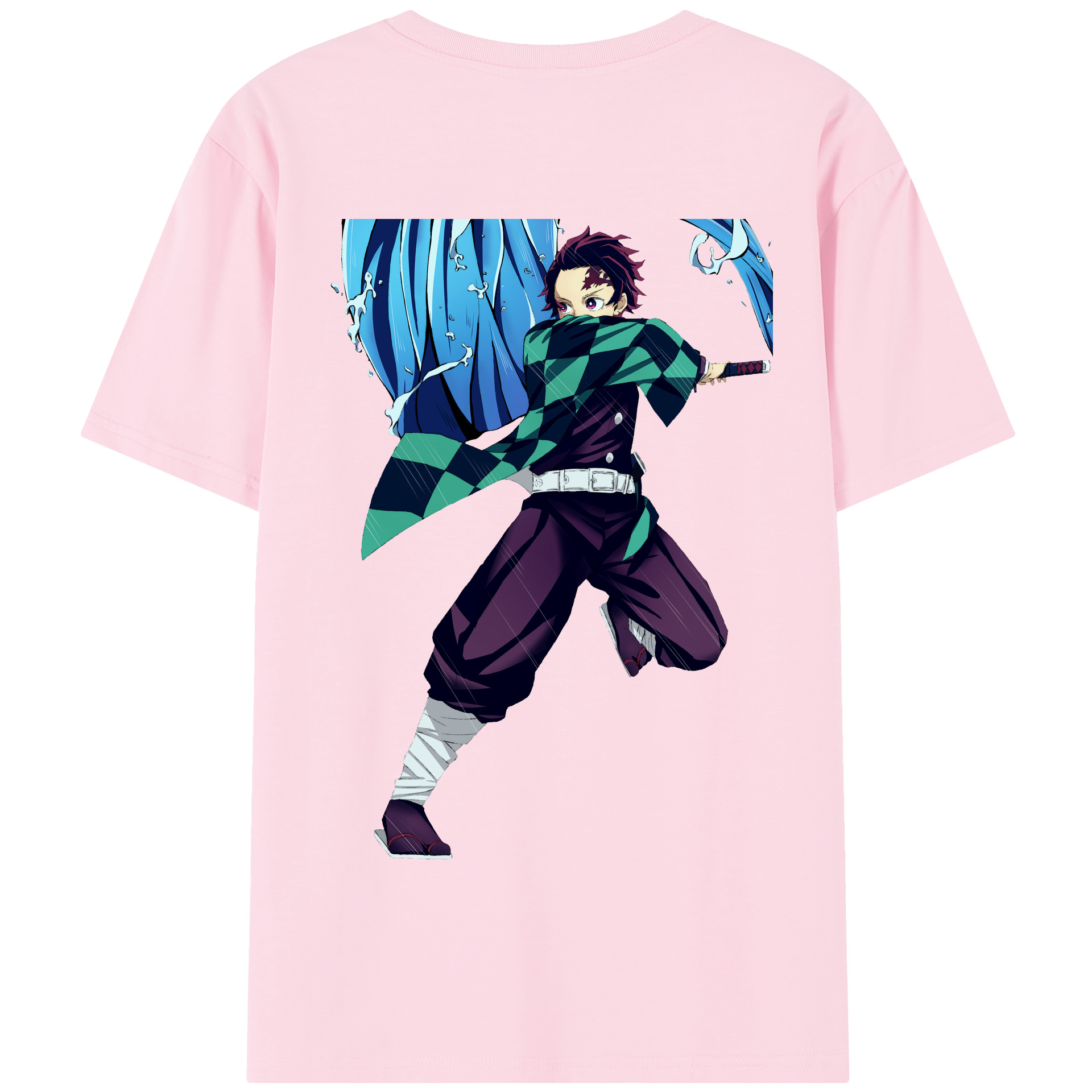 （画像用） 鬼滅の刃 竈門 炭治郎／かまど たんじろう Kamado Tanjirou 綿100％半袖Tシャツ（背面プリント）