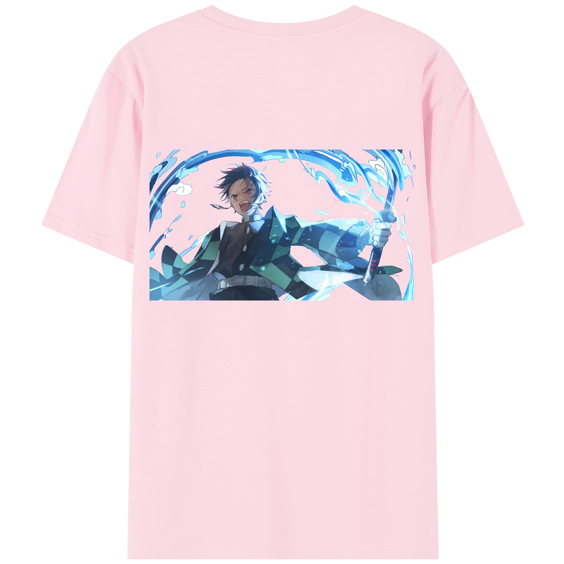 （画像用） 鬼滅の刃 竈門 炭治郎／かまど たんじろう Kamado Tanjirou 綿100％半袖Tシャツ（背面プリント）