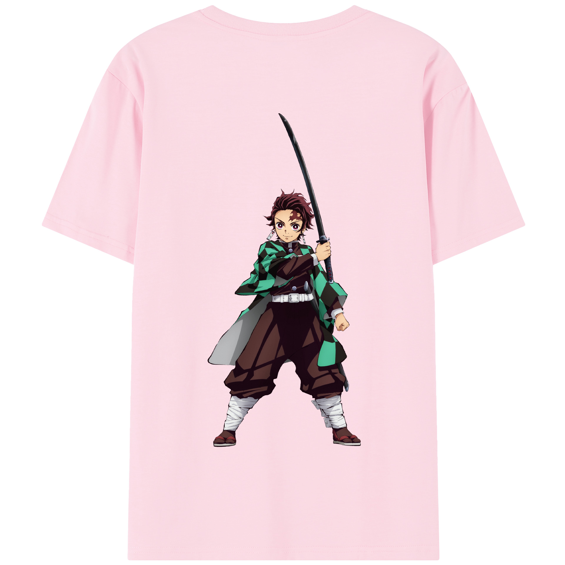 （画像用） 鬼滅の刃 竈門 炭治郎／かまど たんじろう Kamado Tanjirou 綿100％半袖Tシャツ（背面プリント）