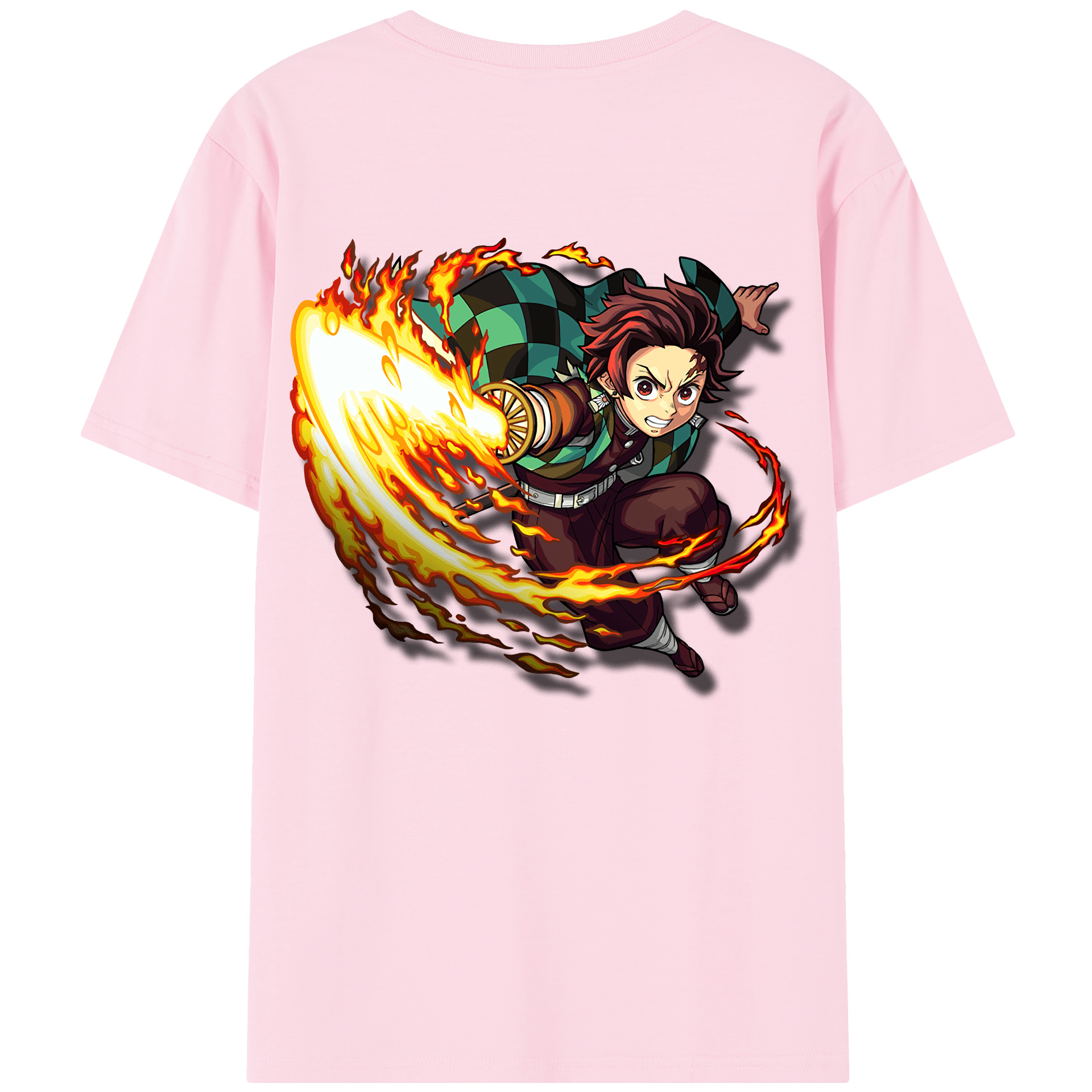 （画像用） 鬼滅の刃 竈門 炭治郎／かまど たんじろう Kamado Tanjirou 綿100％半袖Tシャツ（背面プリント）