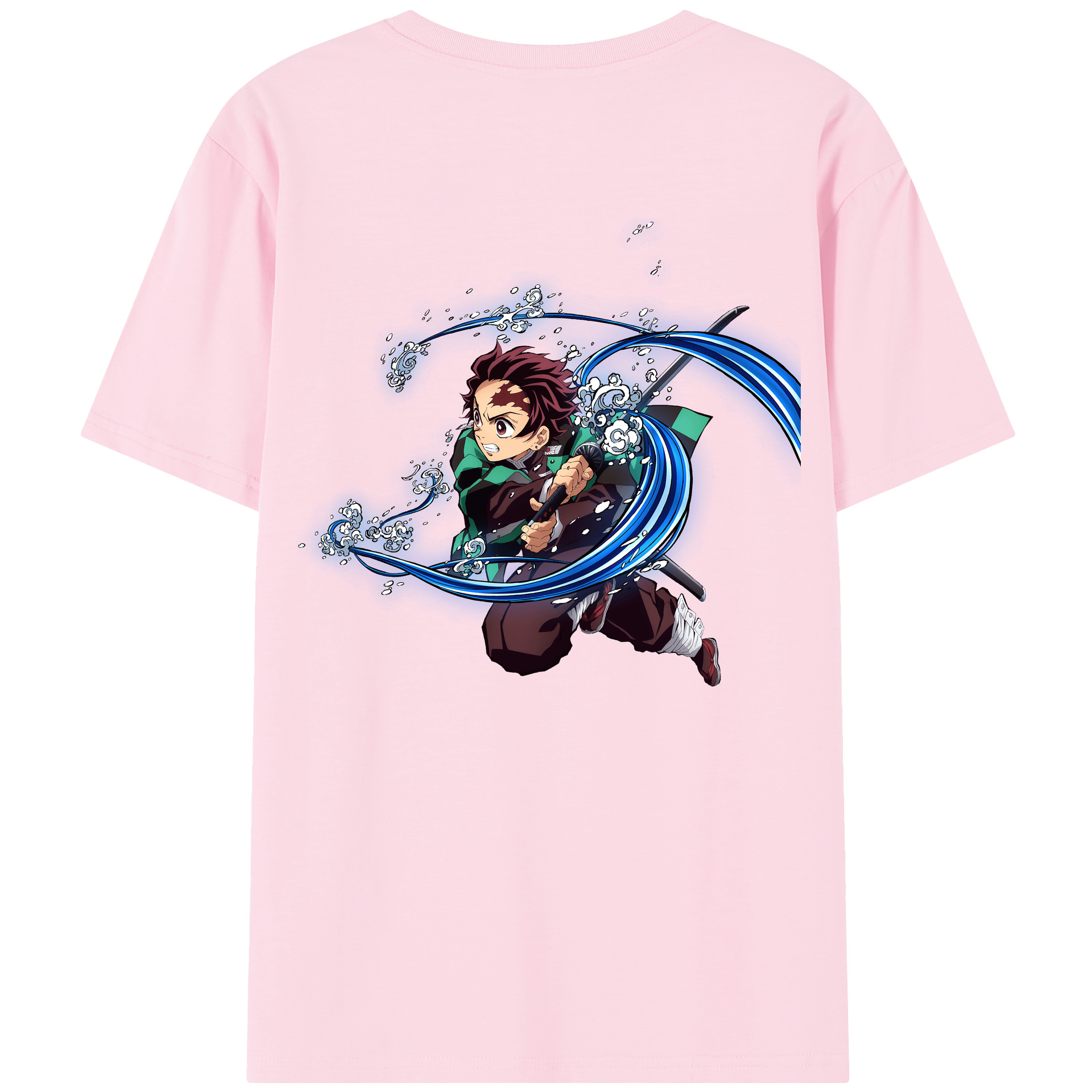 （画像用） 鬼滅の刃 竈門 炭治郎／かまど たんじろう Kamado Tanjirou 綿100％半袖Tシャツ（背面プリント）