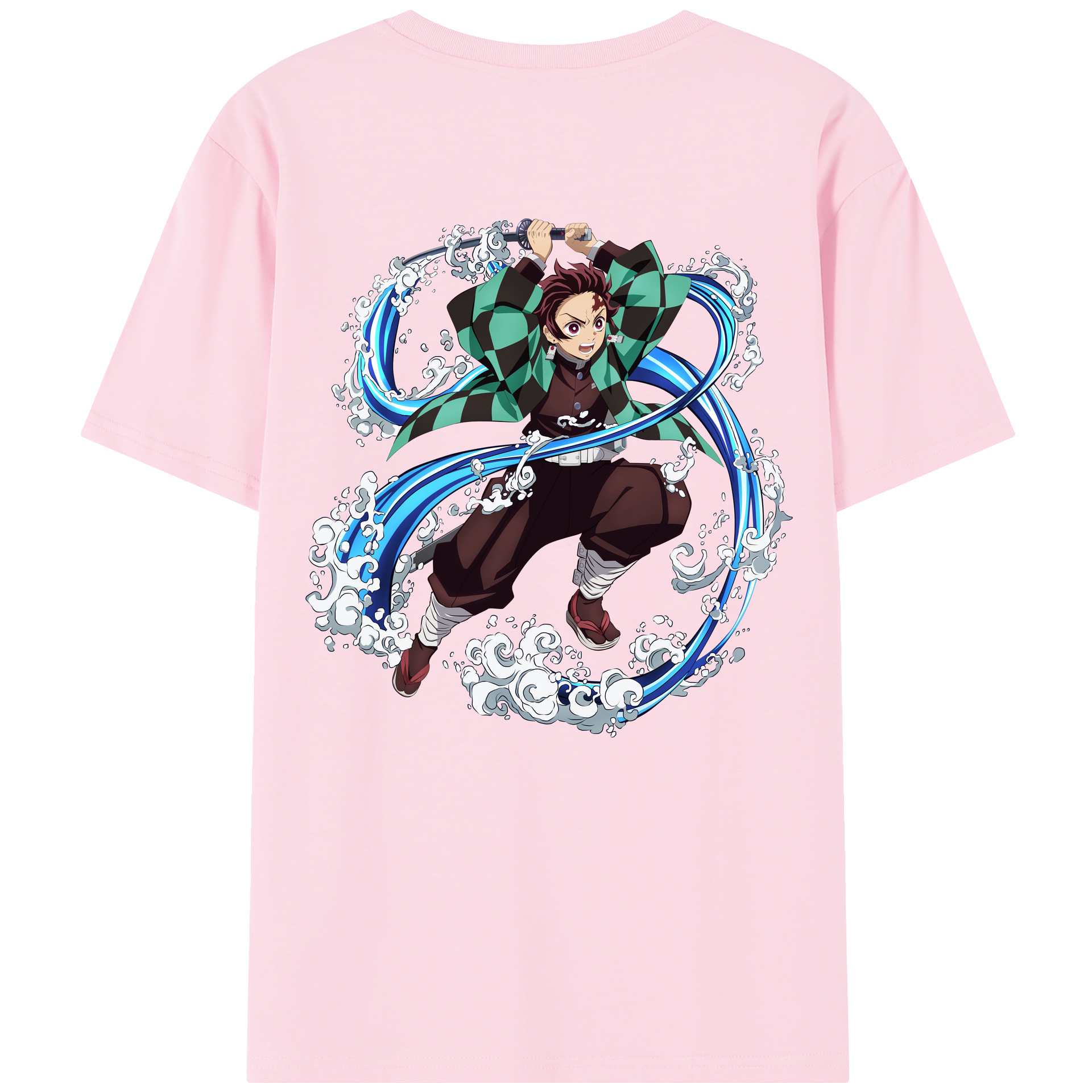 （画像用） 鬼滅の刃 竈門 炭治郎／かまど たんじろう Kamado Tanjirou 綿100％半袖Tシャツ（背面プリント）