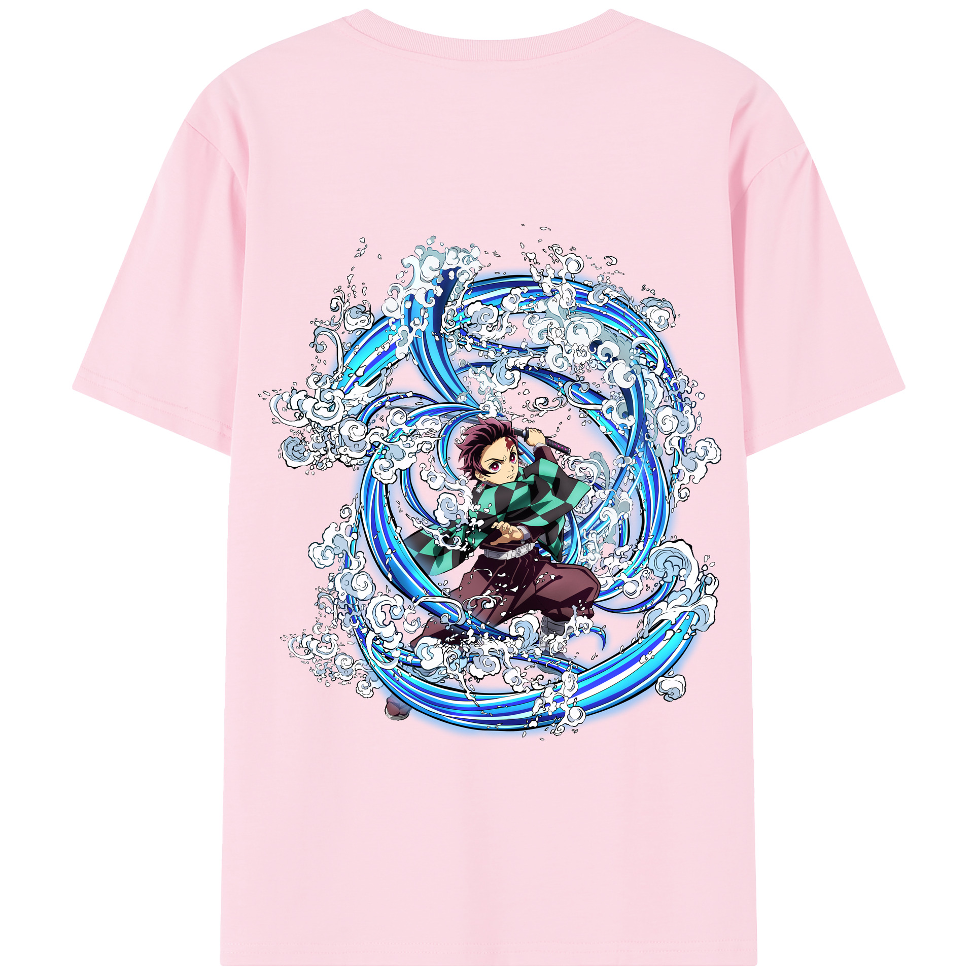 （画像用） 鬼滅の刃 竈門 炭治郎／かまど たんじろう Kamado Tanjirou 綿100％半袖Tシャツ（背面プリント）
