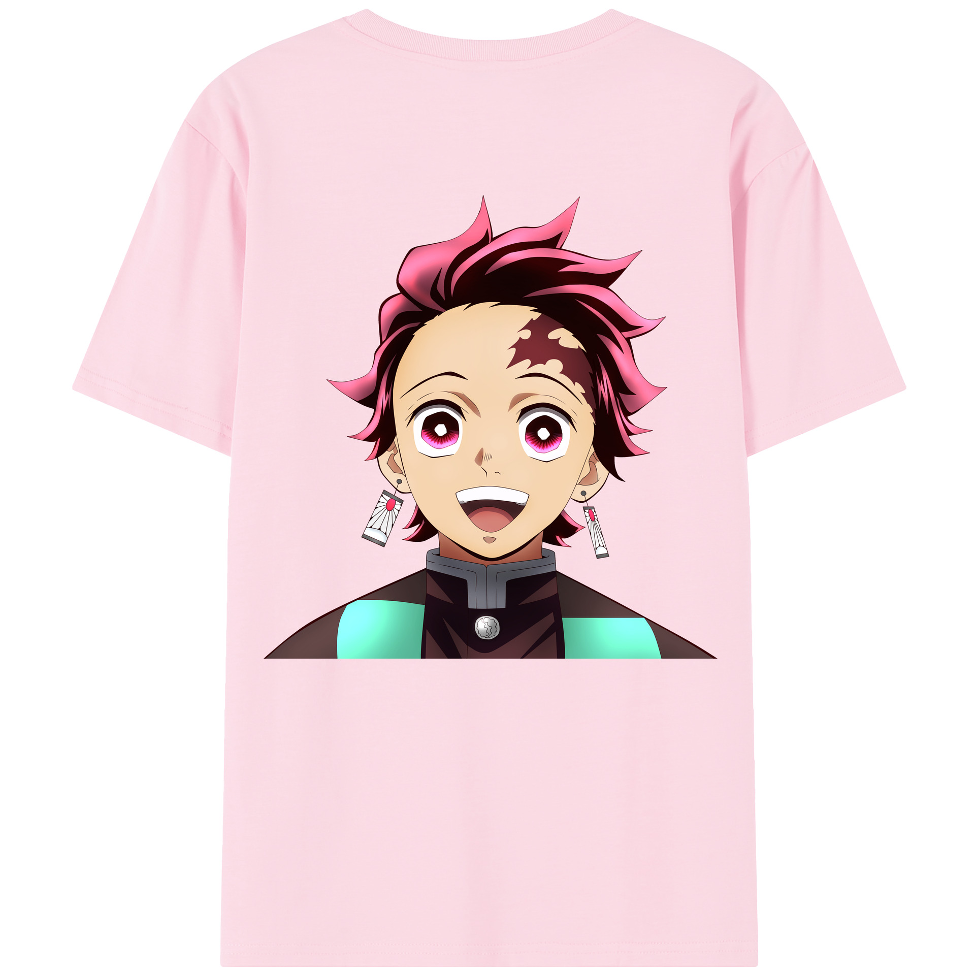 （画像用） 鬼滅の刃 竈門 炭治郎／かまど たんじろう Kamado Tanjirou 綿100％半袖Tシャツ（背面プリント）