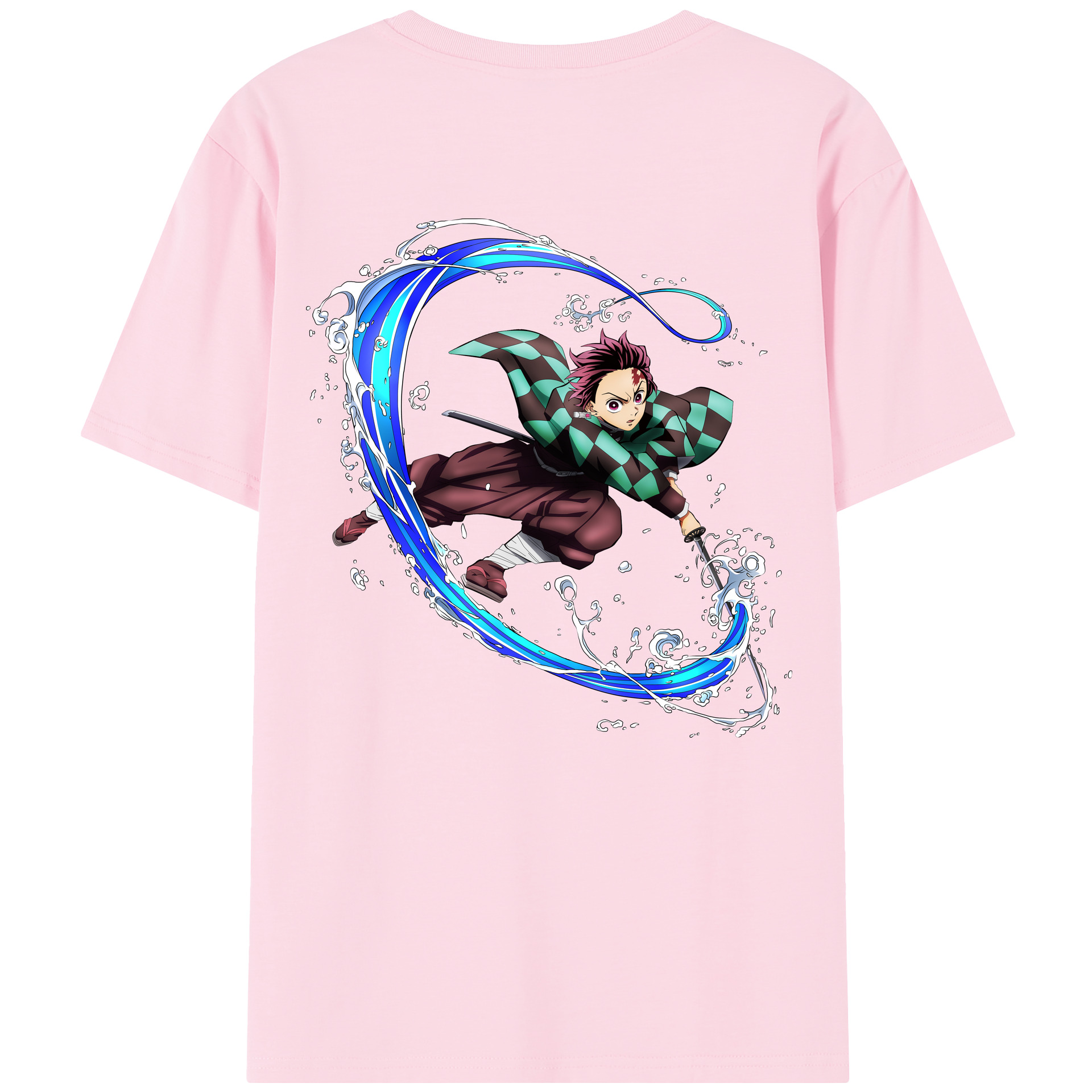 （画像用） 鬼滅の刃 竈門 炭治郎／かまど たんじろう Kamado Tanjirou 綿100％半袖Tシャツ（背面プリント）