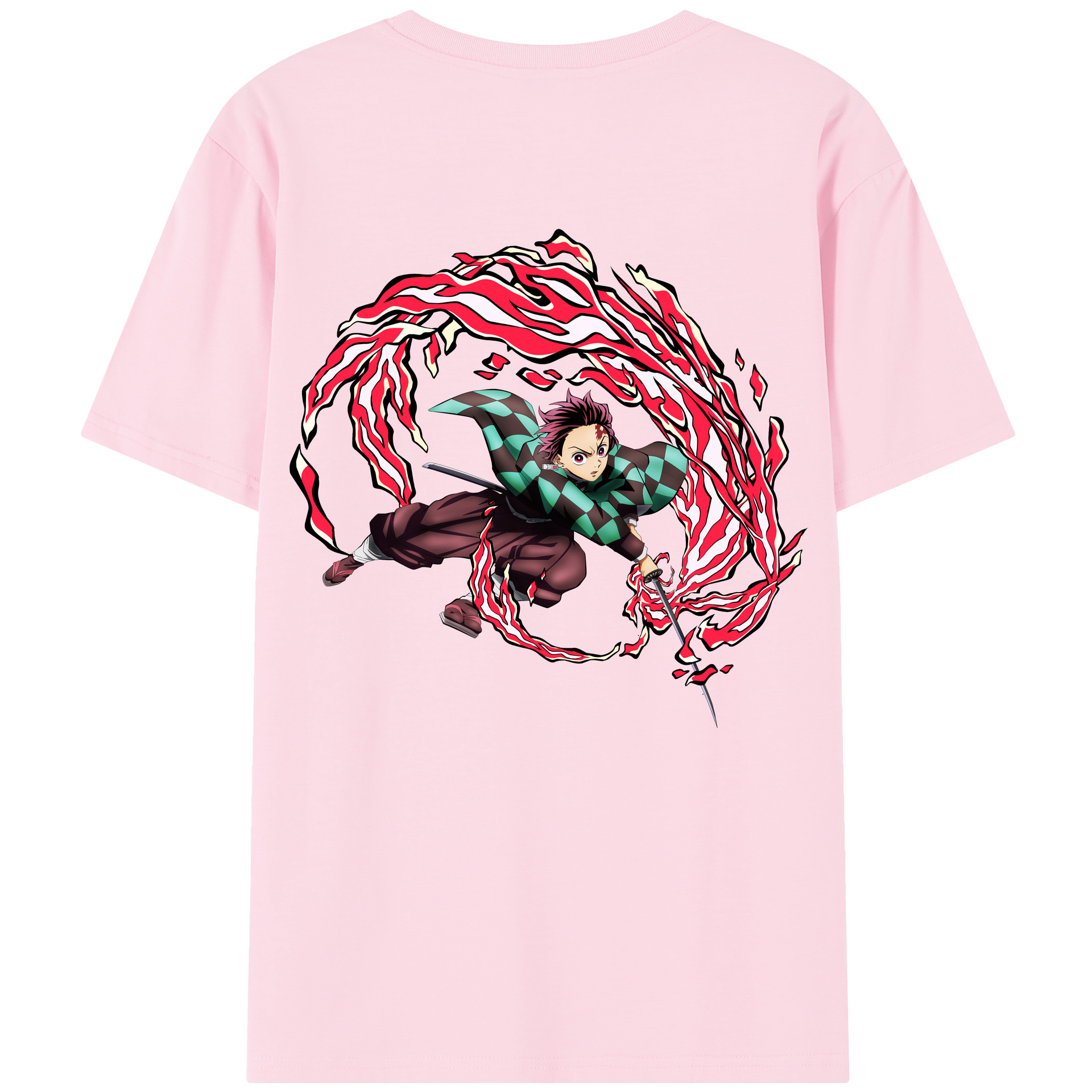 （画像用） 鬼滅の刃 竈門 炭治郎／かまど たんじろう Kamado Tanjirou 綿100％半袖Tシャツ（背面プリント）