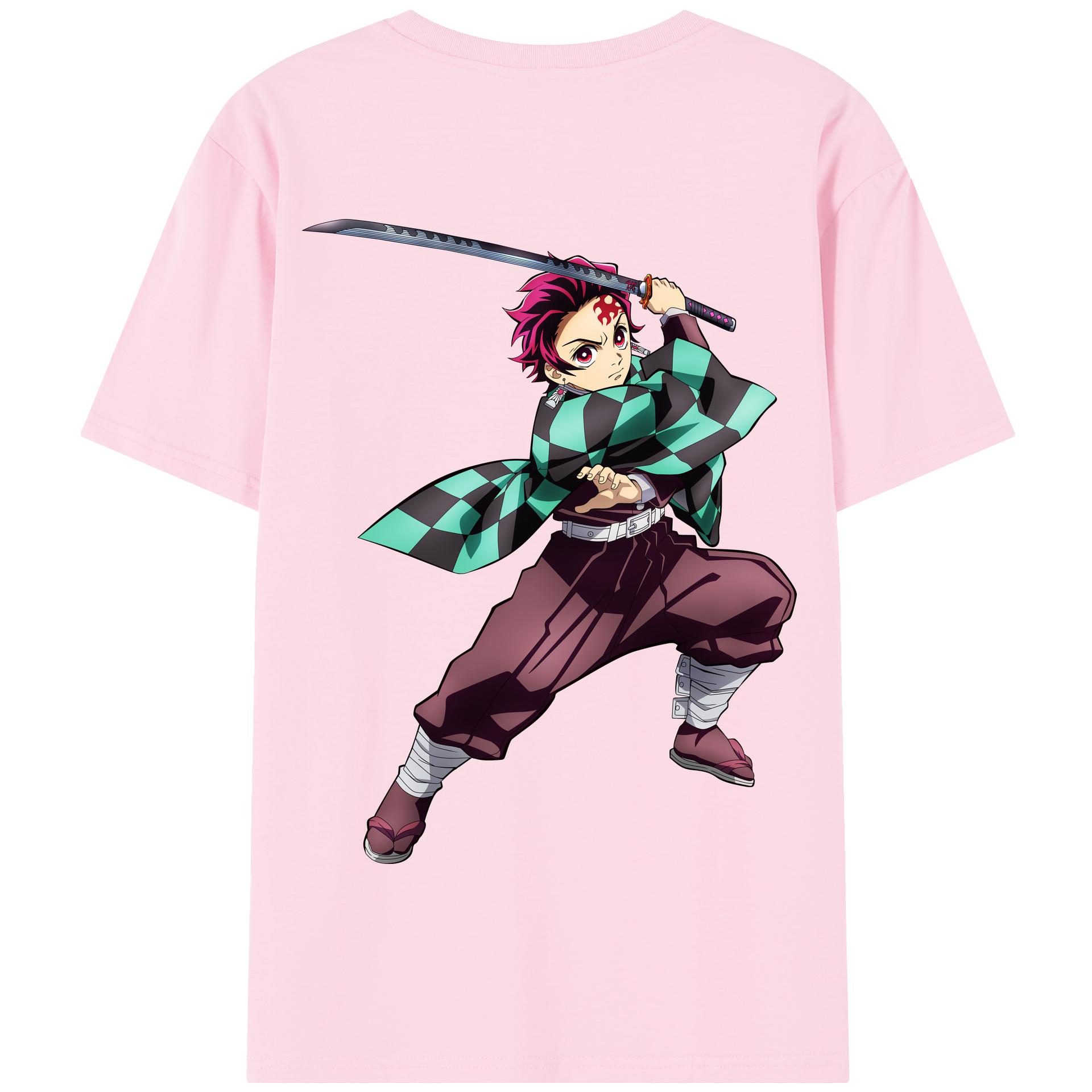 （画像用） 鬼滅の刃 竈門 炭治郎／かまど たんじろう Kamado Tanjirou 綿100％半袖Tシャツ（背面プリント）
