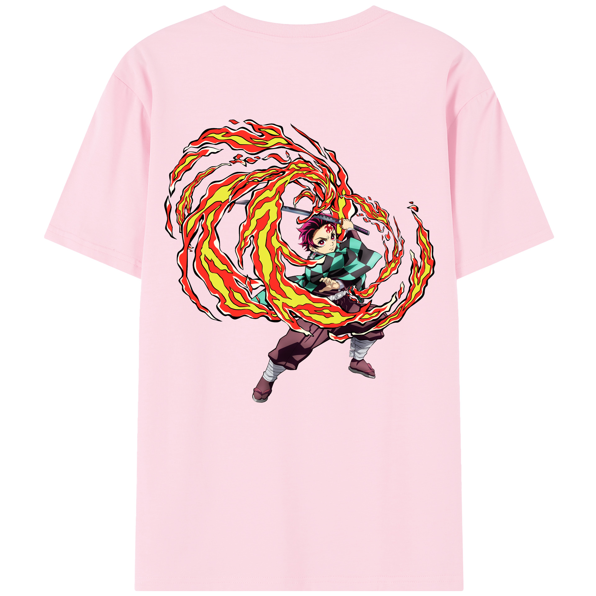 （画像用） 鬼滅の刃 竈門 炭治郎／かまど たんじろう Kamado Tanjirou 綿100％半袖Tシャツ（背面プリント）