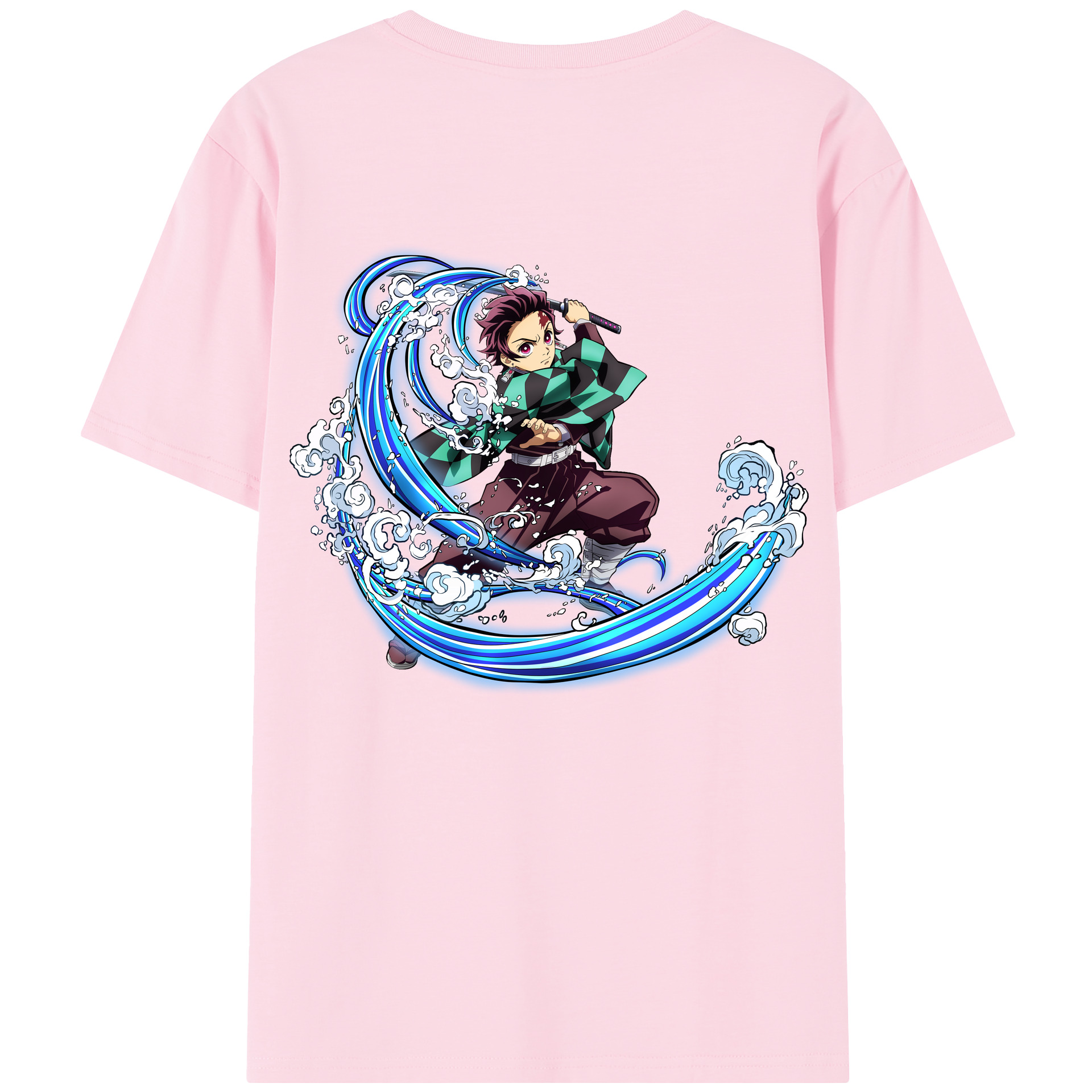 （画像用） 鬼滅の刃 竈門 炭治郎／かまど たんじろう Kamado Tanjirou 綿100％半袖Tシャツ（背面プリント）