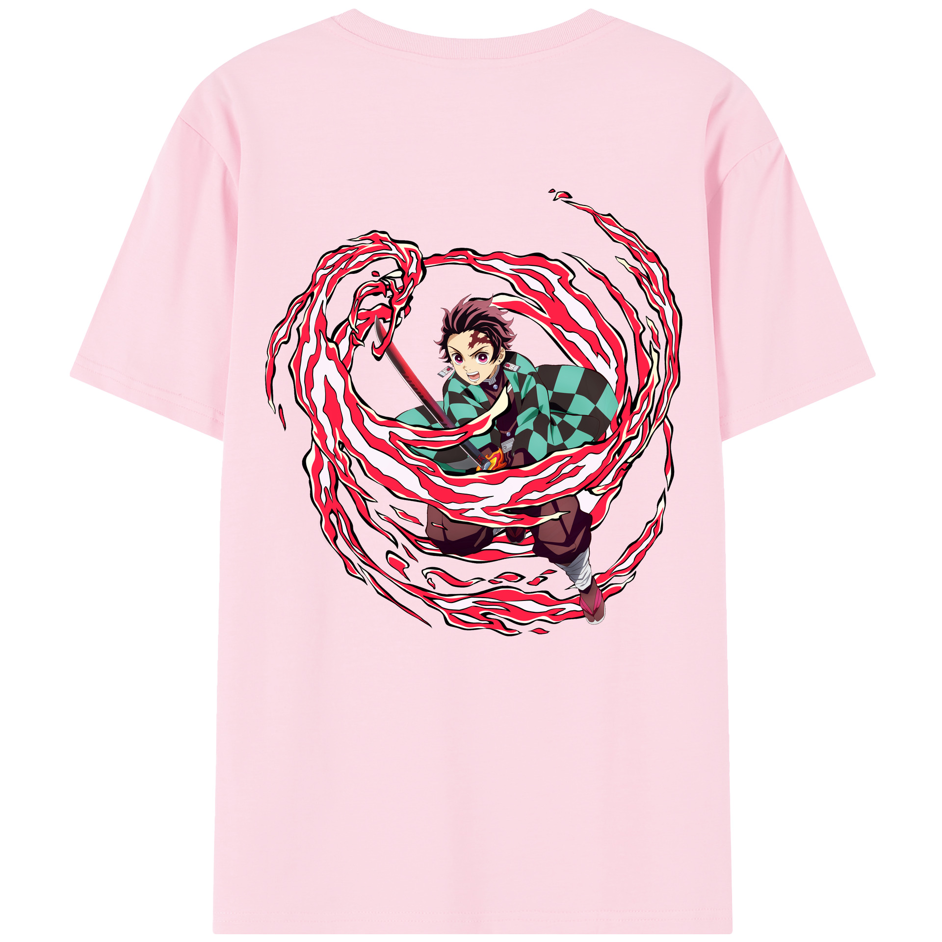 （画像用） 鬼滅の刃 竈門 炭治郎／かまど たんじろう Kamado Tanjirou 綿100％半袖Tシャツ（背面プリント）