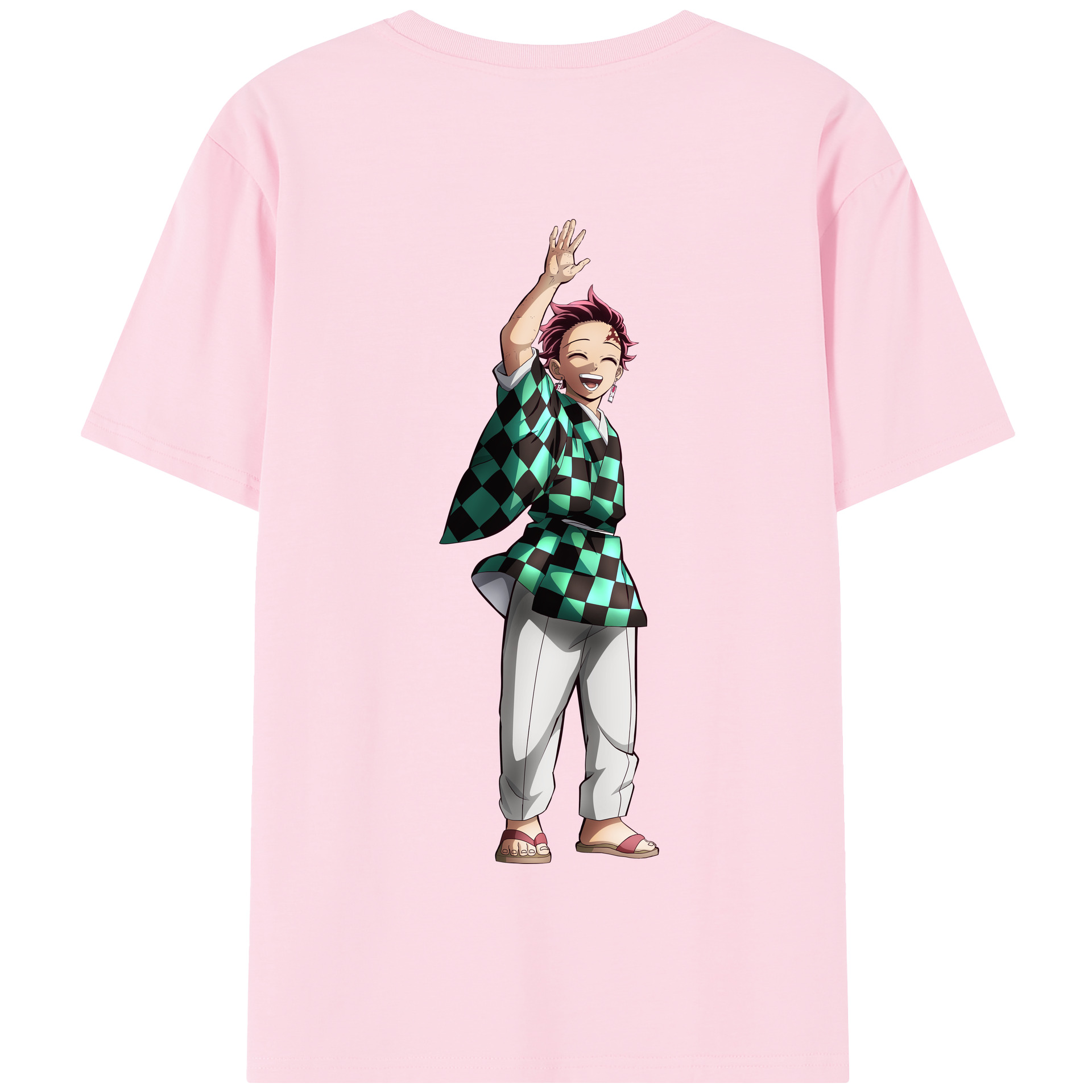（画像用） 鬼滅の刃 竈門 炭治郎／かまど たんじろう Kamado Tanjirou 綿100％半袖Tシャツ（背面プリント）