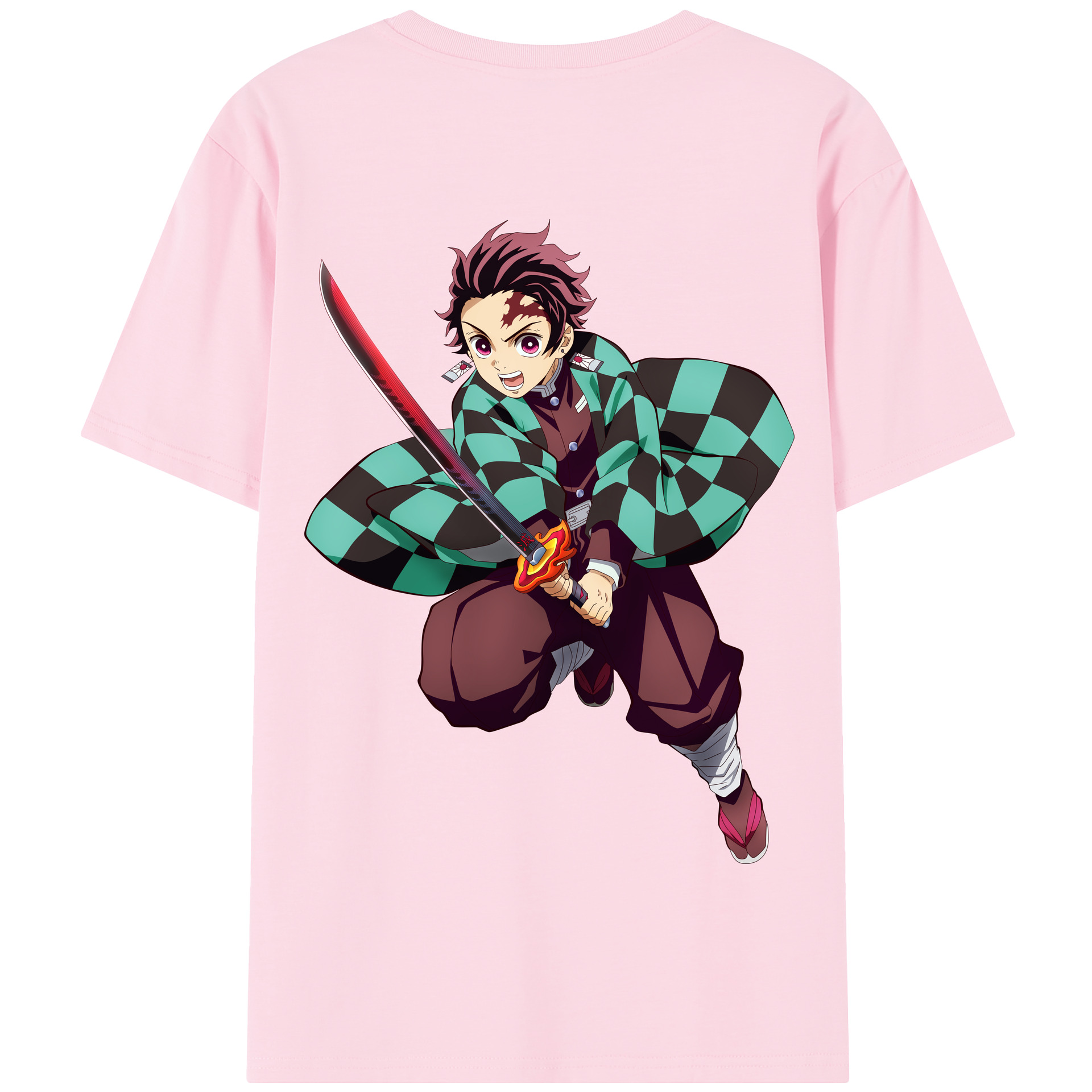 （画像用） 鬼滅の刃 竈門 炭治郎／かまど たんじろう Kamado Tanjirou 綿100％半袖Tシャツ（背面プリント）
