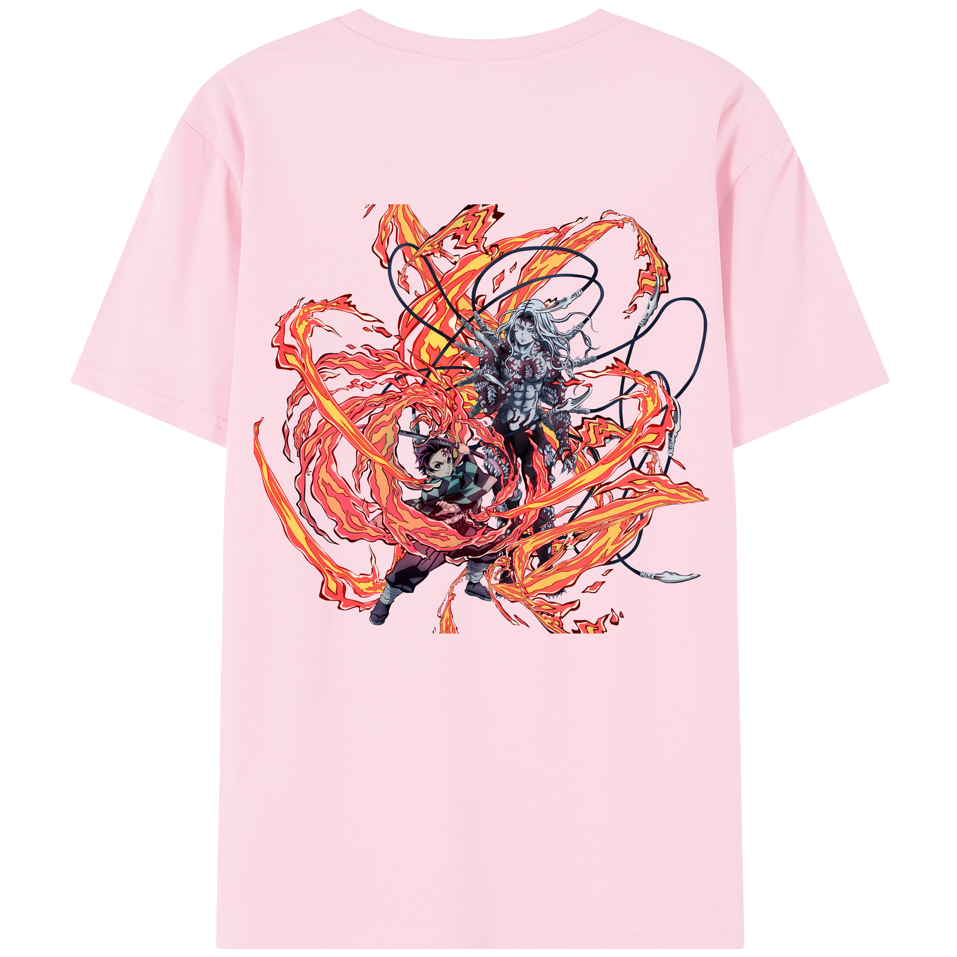（画像用） 鬼滅の刃 竈門 炭治郎／かまど たんじろう Kamado Tanjirou 綿100％半袖Tシャツ（背面プリント）