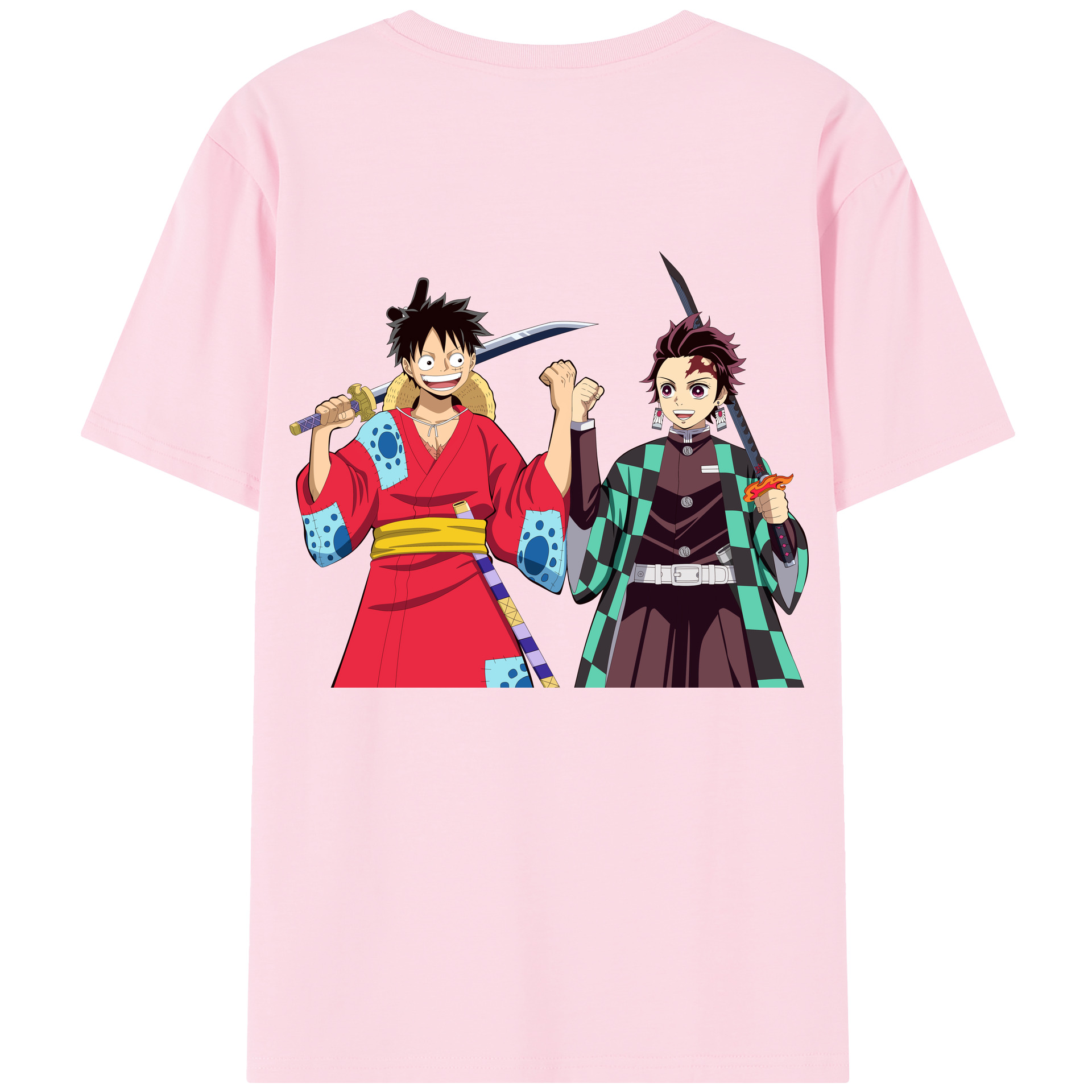 （画像用） 鬼滅の刃 竈門 炭治郎／かまど たんじろう Kamado Tanjirou 綿100％半袖Tシャツ（背面プリント）