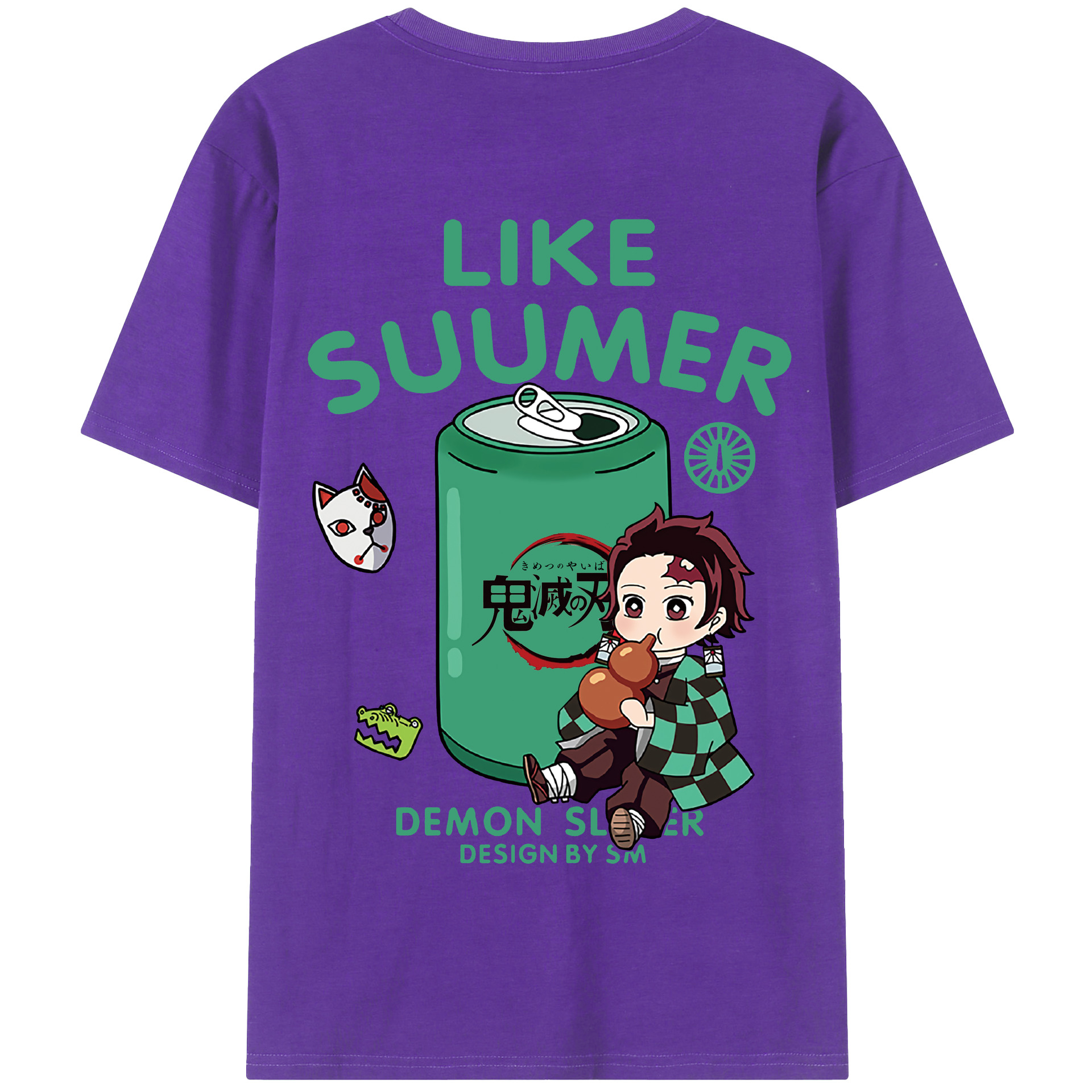 （画像用） 鬼滅の刃 竈門 炭治郎／かまど たんじろう Kamado Tanjirou 綿100％半袖Tシャツ（背面プリント）