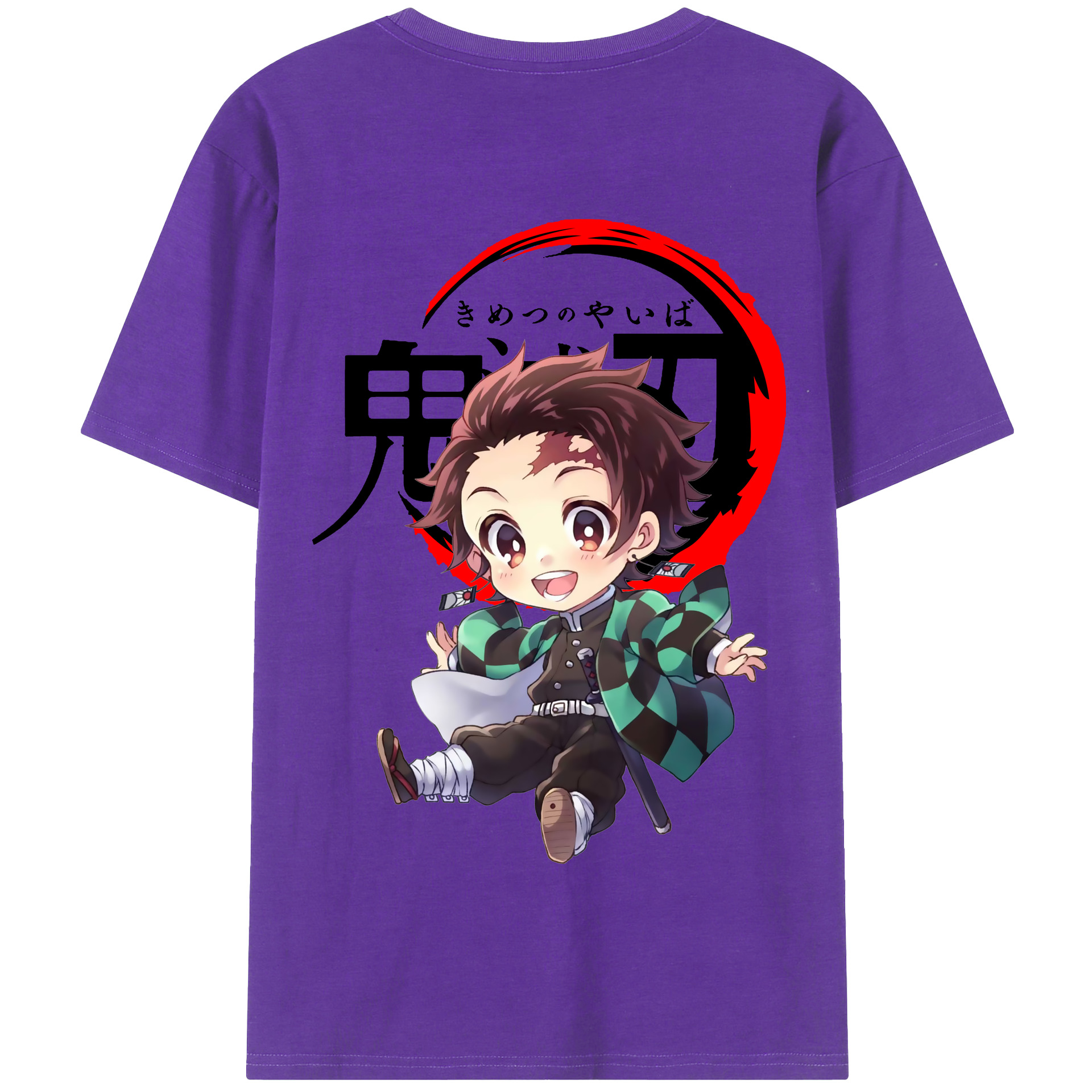 （画像用） 鬼滅の刃 竈門 炭治郎／かまど たんじろう Kamado Tanjirou 綿100％半袖Tシャツ（背面プリント）