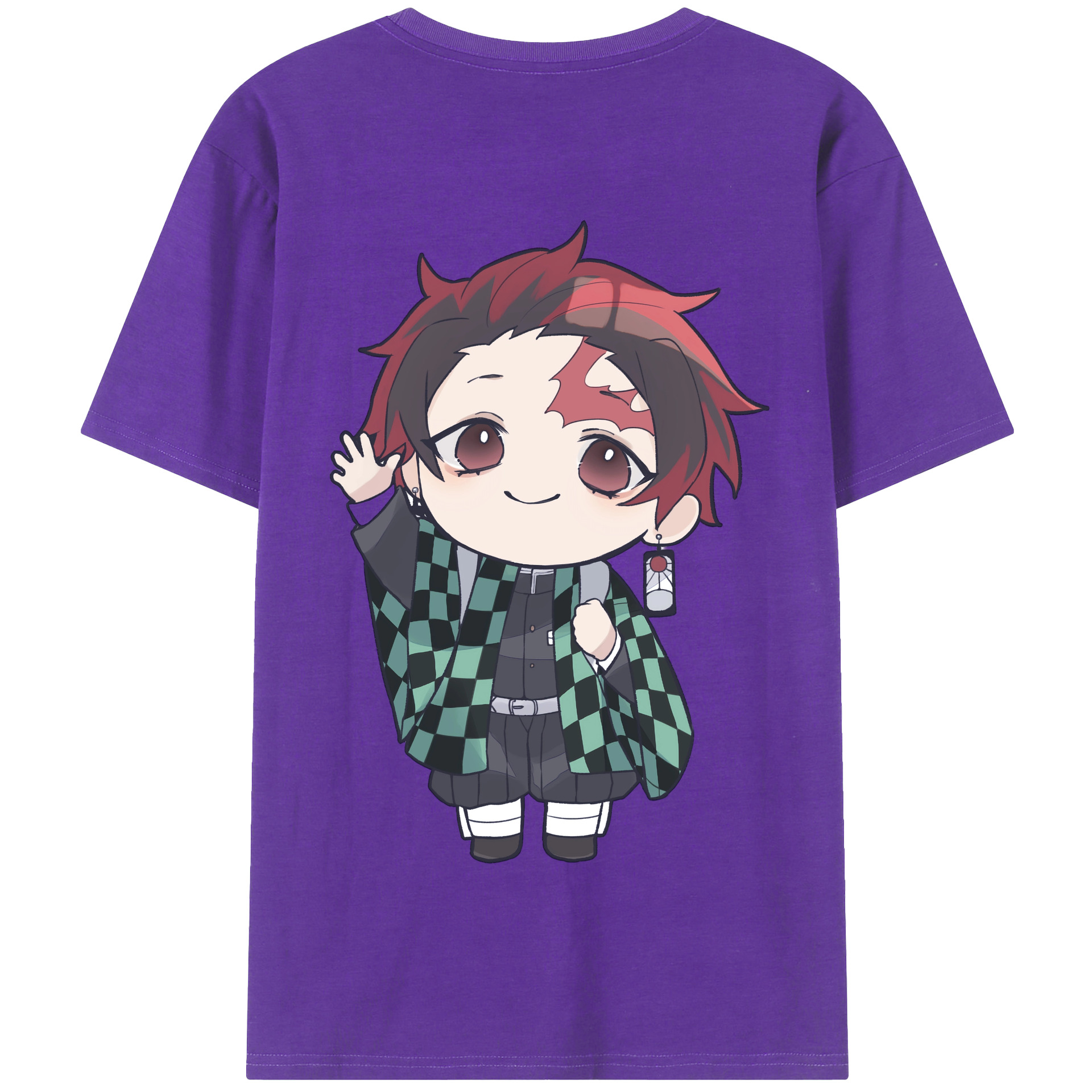 （画像用） 鬼滅の刃 竈門 炭治郎／かまど たんじろう Kamado Tanjirou 綿100％半袖Tシャツ（背面プリント）