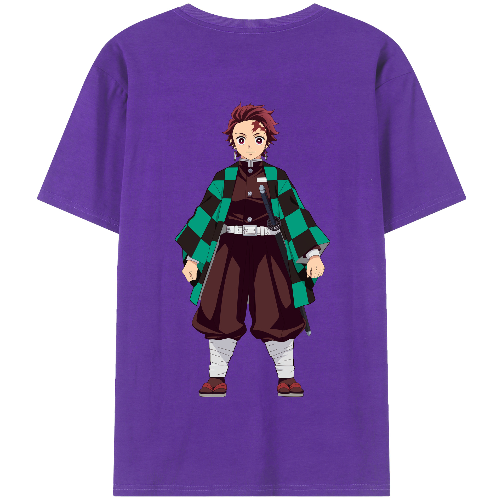 （画像用） 鬼滅の刃 竈門 炭治郎／かまど たんじろう Kamado Tanjirou 綿100％半袖Tシャツ（背面プリント）