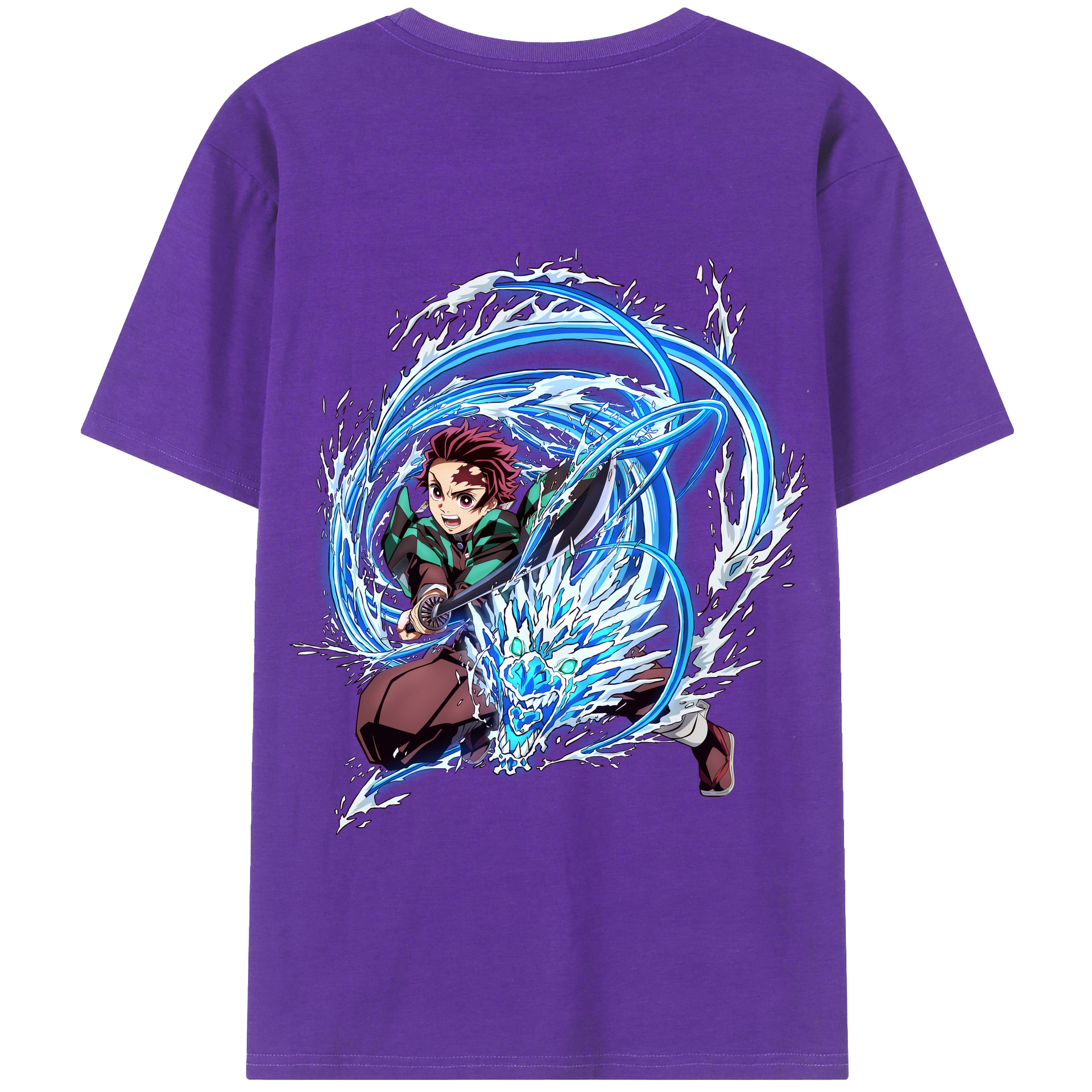 （画像用） 鬼滅の刃 竈門 炭治郎／かまど たんじろう Kamado Tanjirou 綿100％半袖Tシャツ（背面プリント）