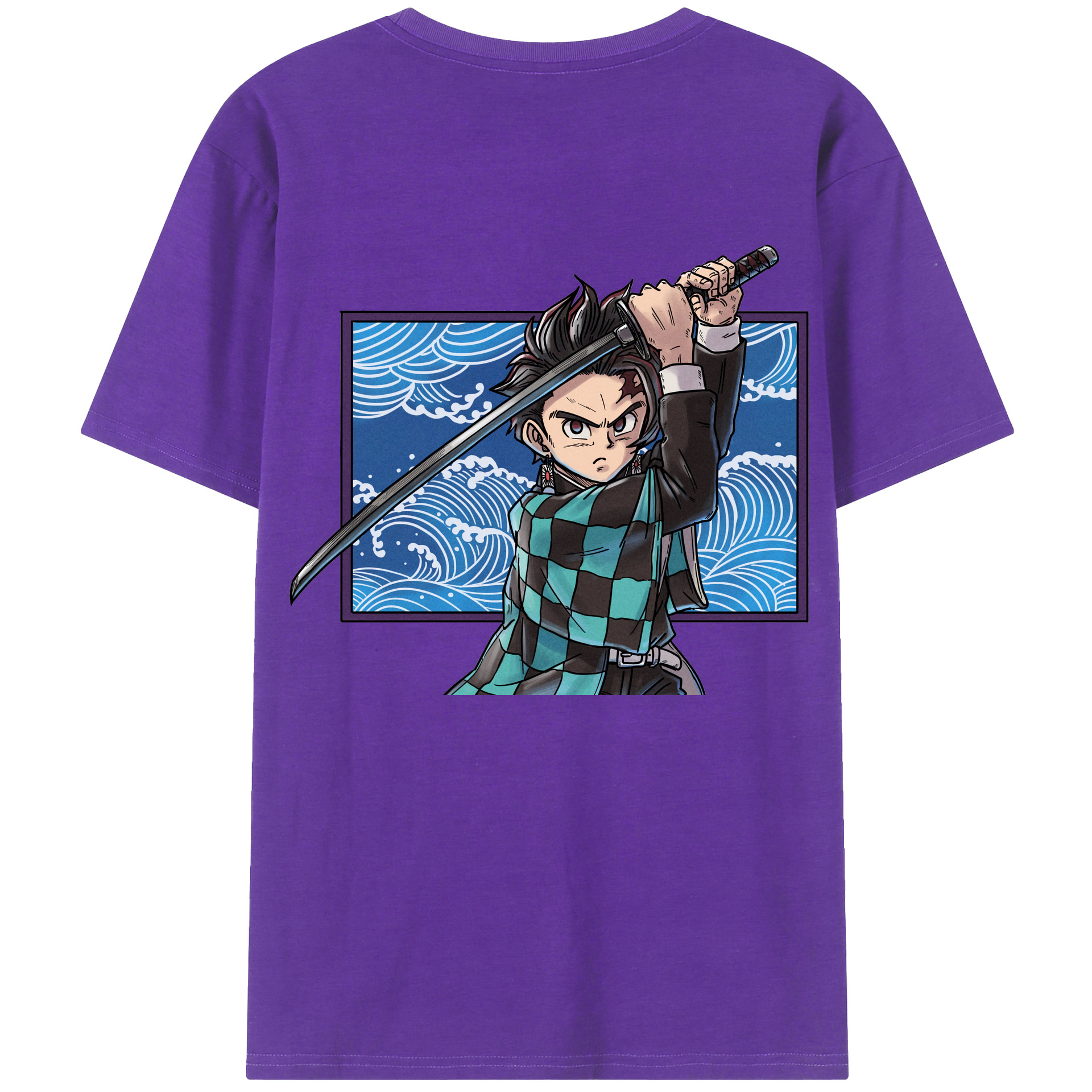 （画像用） 鬼滅の刃 竈門 炭治郎／かまど たんじろう Kamado Tanjirou 綿100％半袖Tシャツ（背面プリント）
